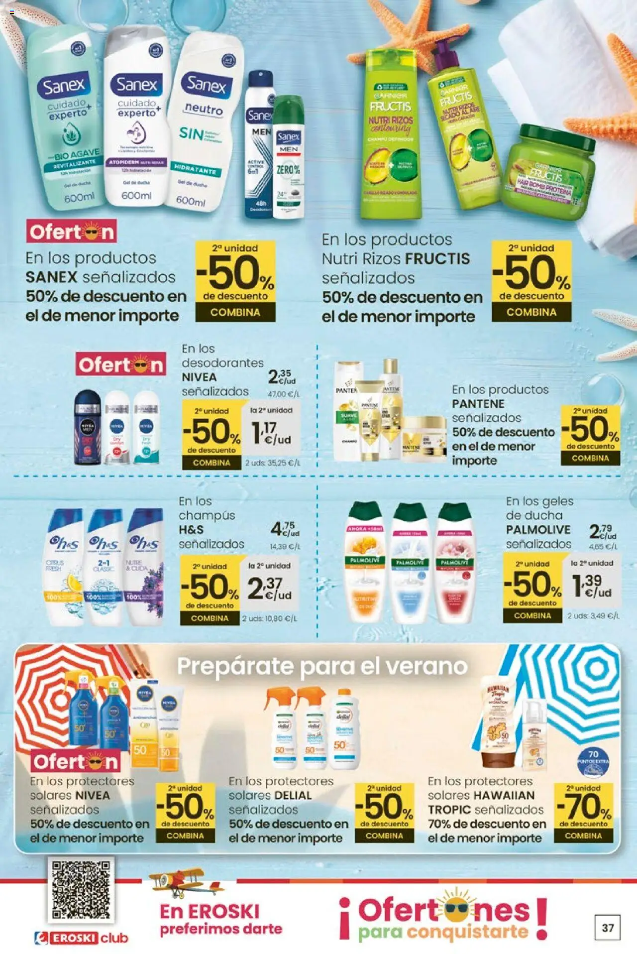 Eroski - Ofertones para conquistarte │ válido desde el 12.06.2025 | Página: 37 | Productos: Champú, Gel de ducha, Ducha