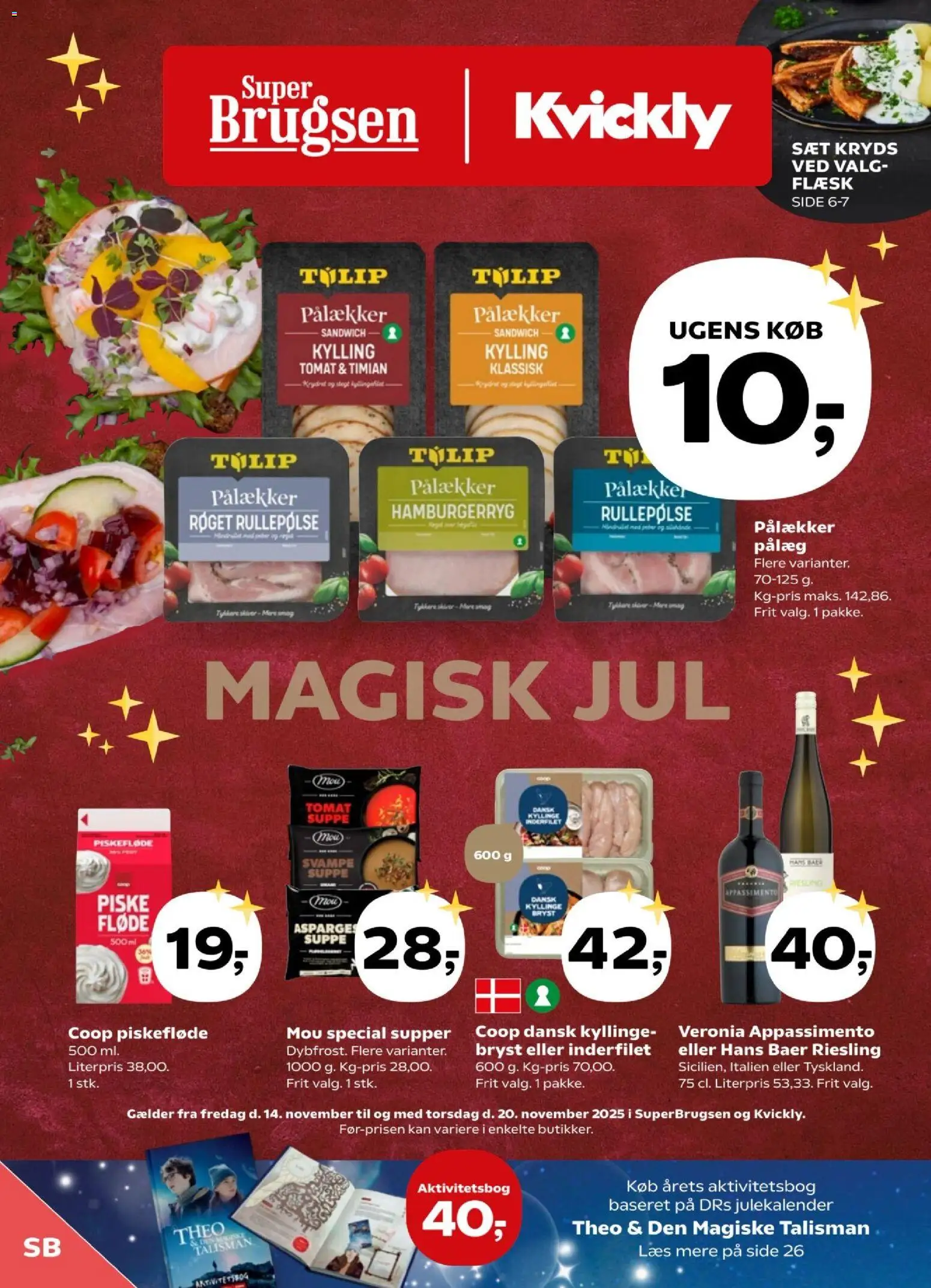 Super Brugsen tilbudsavis – gyldig fra 14.11.2025 | Side: 1 | Produkter: Svampe, Rullepølse, Hamburgerryg, Suppe