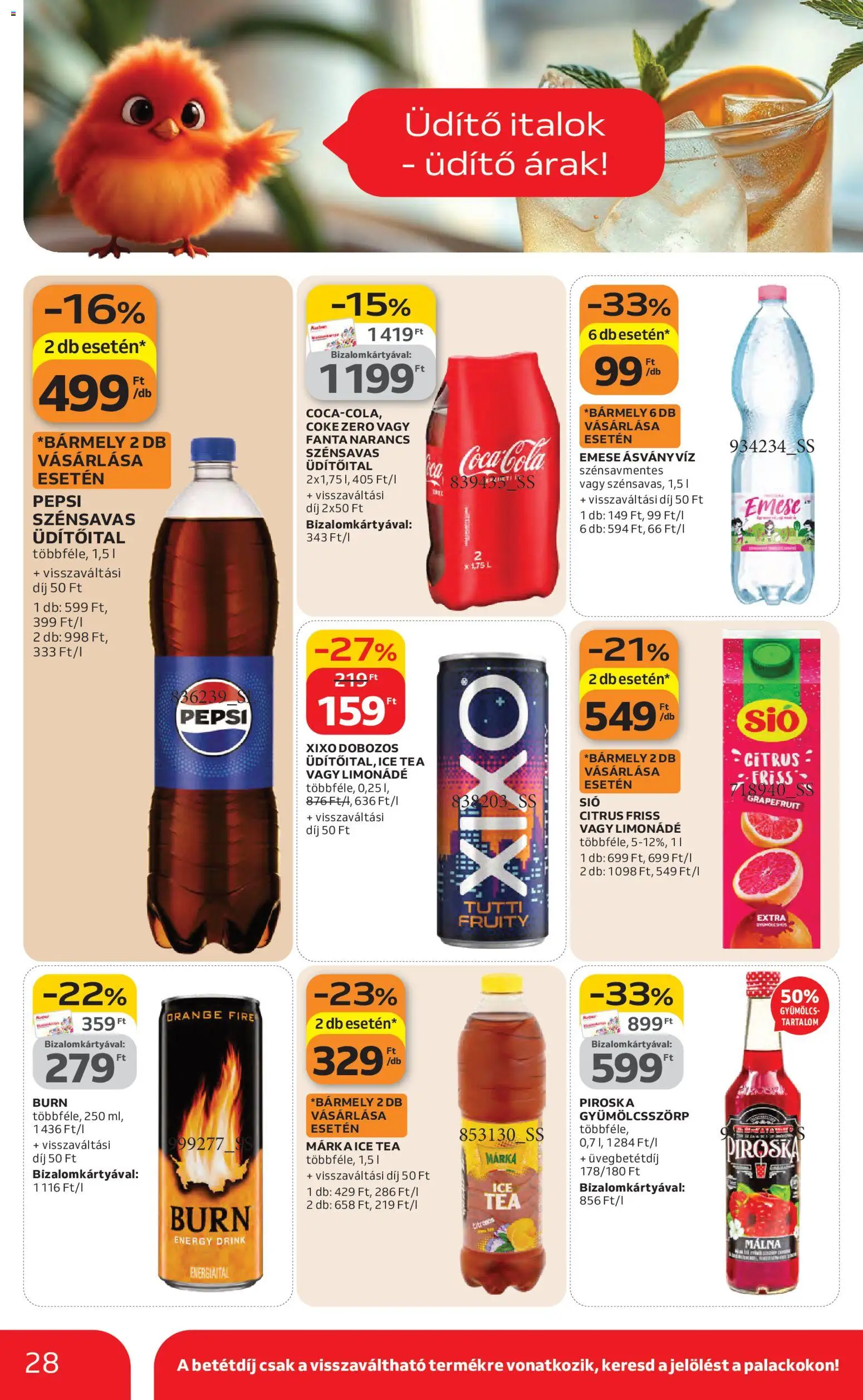 Auchan akciós ujság - amely érvényes a következő dátumtól: 26.02.2026 | Oldal: 28 | Termékek: Málna, Gyümölcs, Ice tea, Limonádé