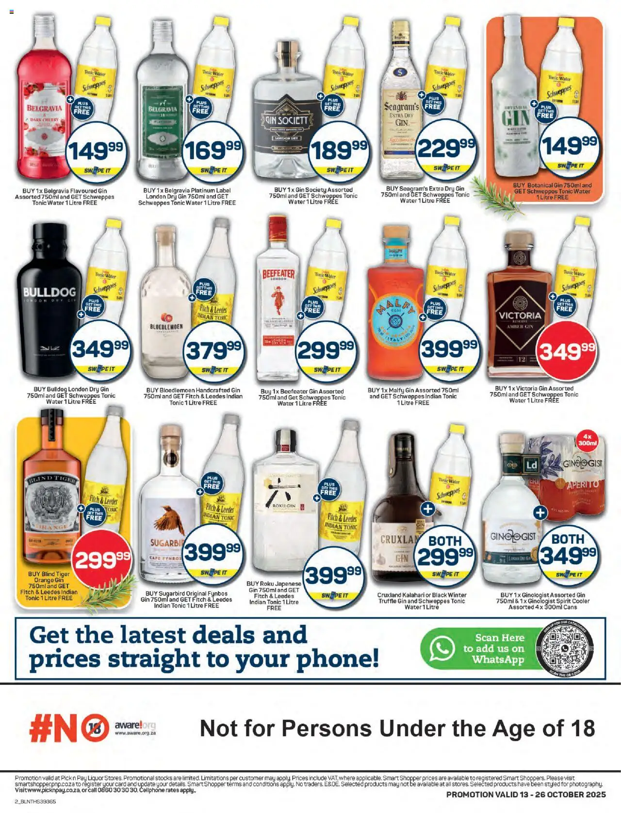 New Pick n Pay catalogue – valid from 13.10.2025 | Page: 2 | Products: Phone, Cooler, Gin, Water