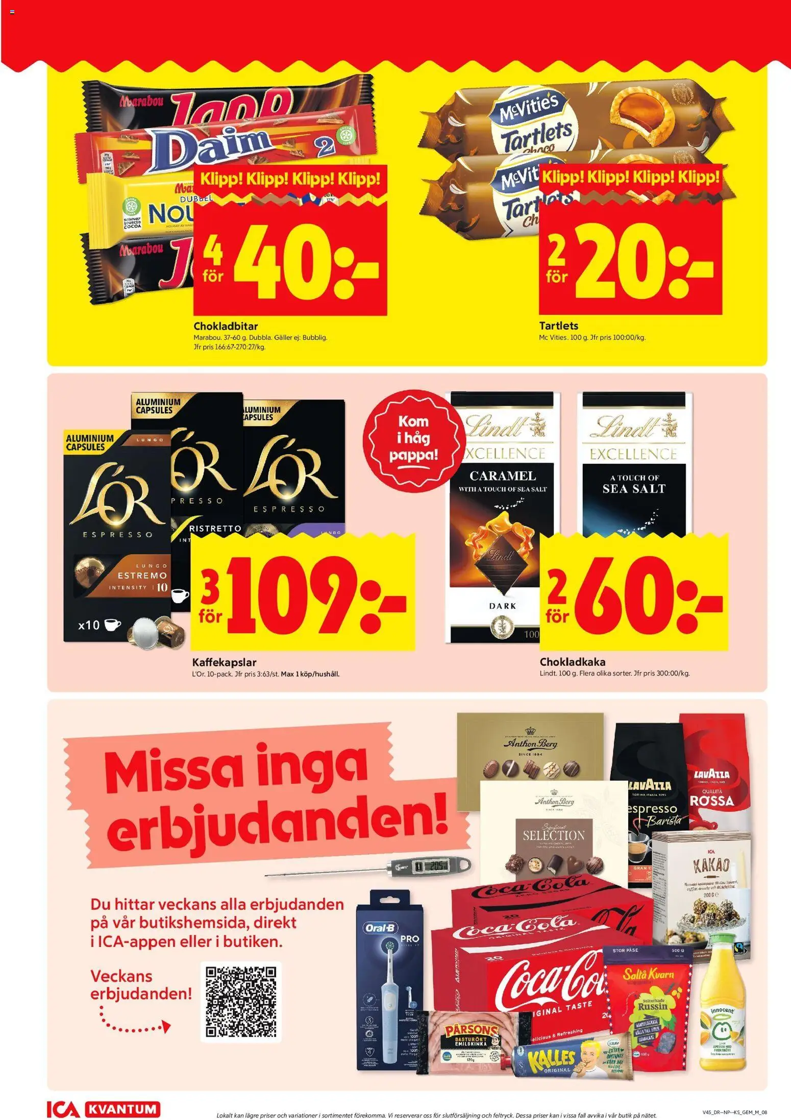 ICA Kvantum reklamblad aktuell från 03.11.2025 | Sida: 10 | Produkter: Salt, Chokladkaka, Galler, Kaffekapslar