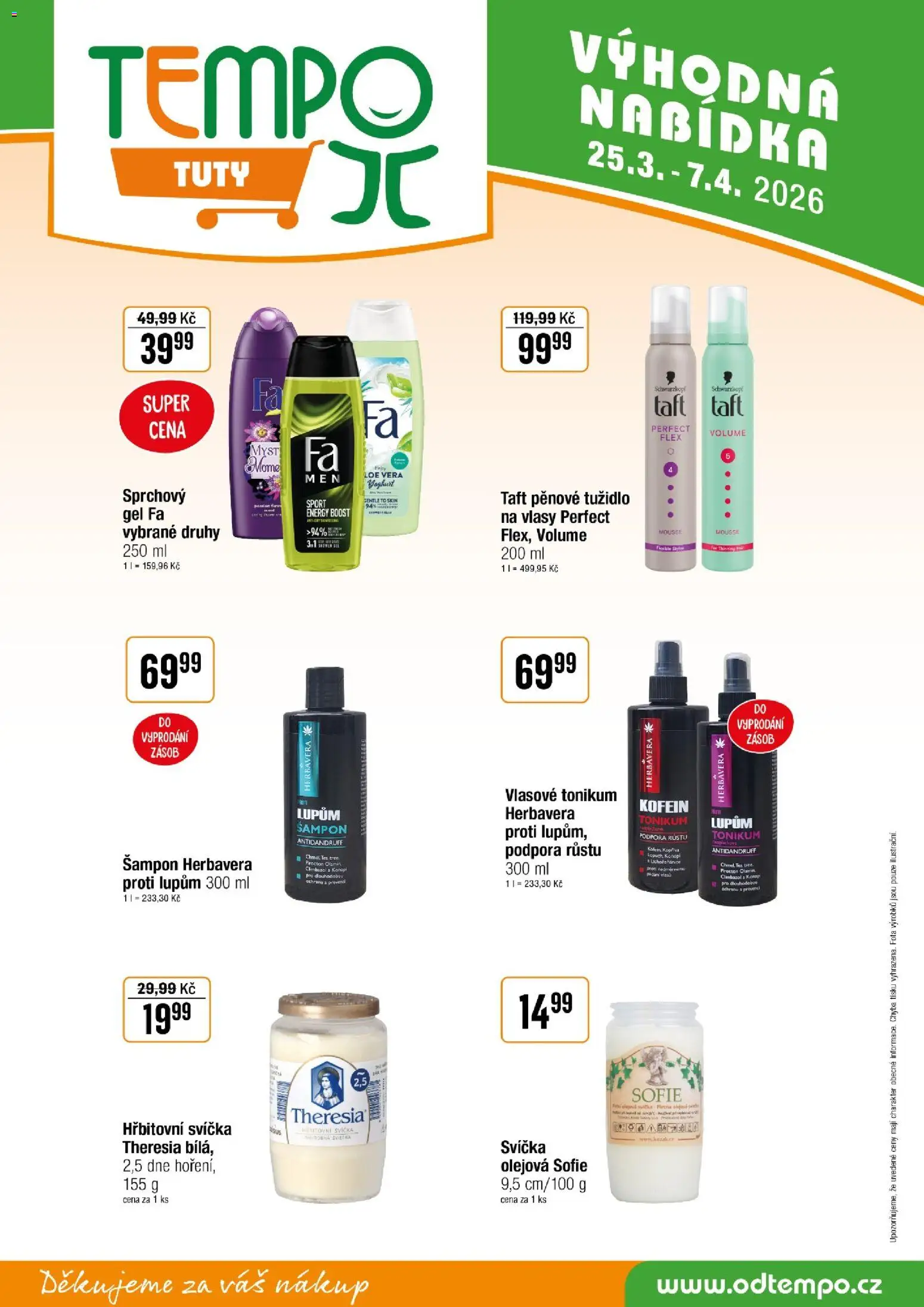 Tempo leták - Tuty od 25.03.2026 | Strana: 14 | Produkty: Svíčka, Šampon, Tužidlo