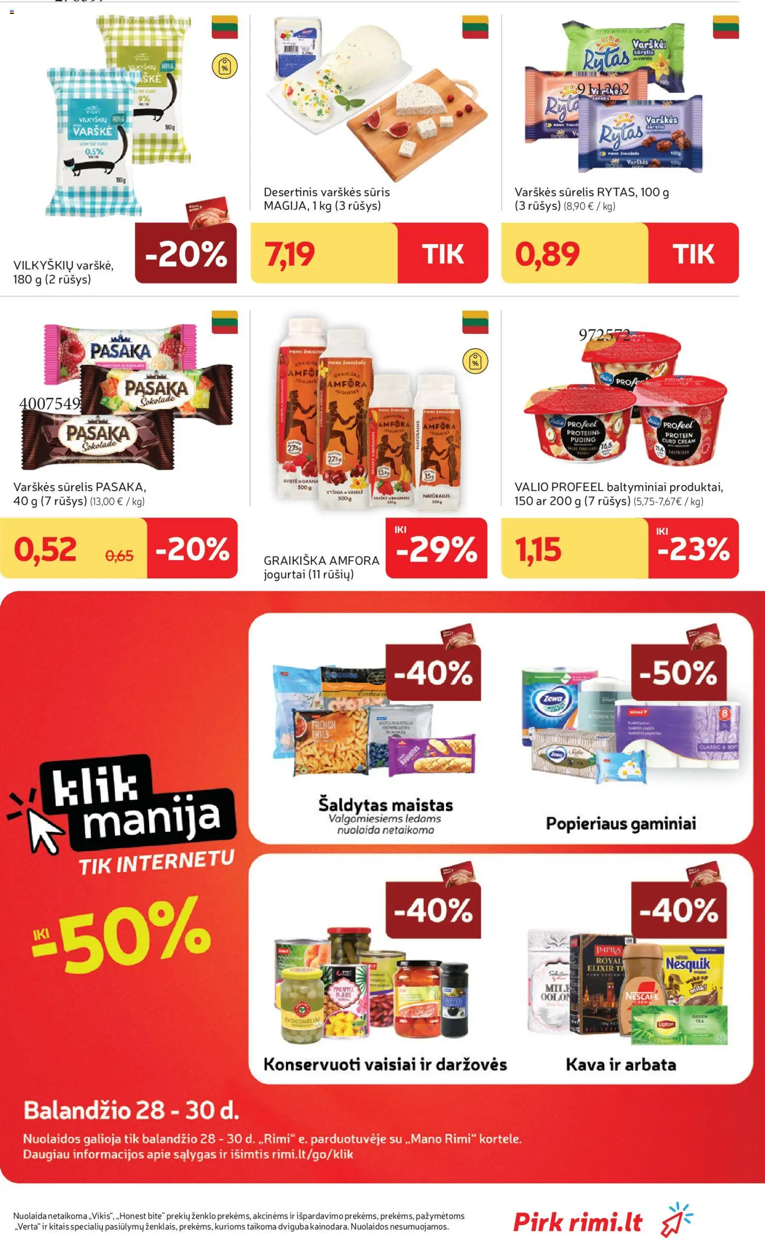Rimi akcijos nuo 28.04.2026 | Puslapis: 21 | Prekių: Sūrelis, Sūris, Varškė, Kava