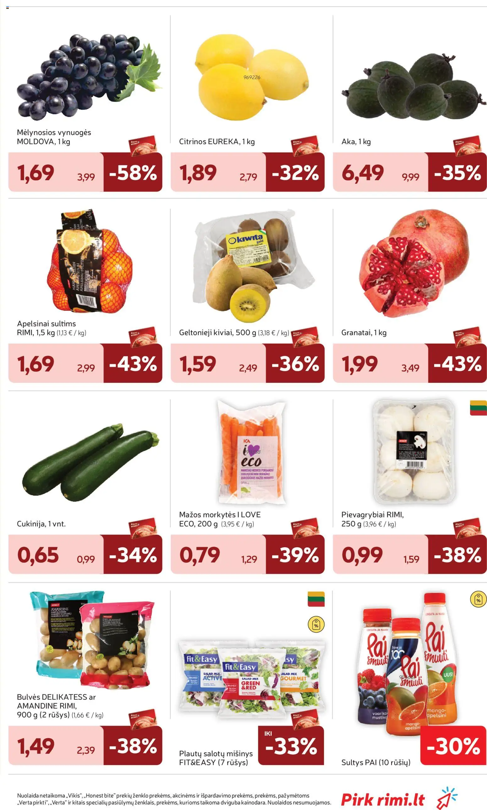 Rimi akcijos nuo 18.11.2025 | Puslapis: 13 | Prekių: Pievagrybiai, Bulvės, Vynuogės, Sultys