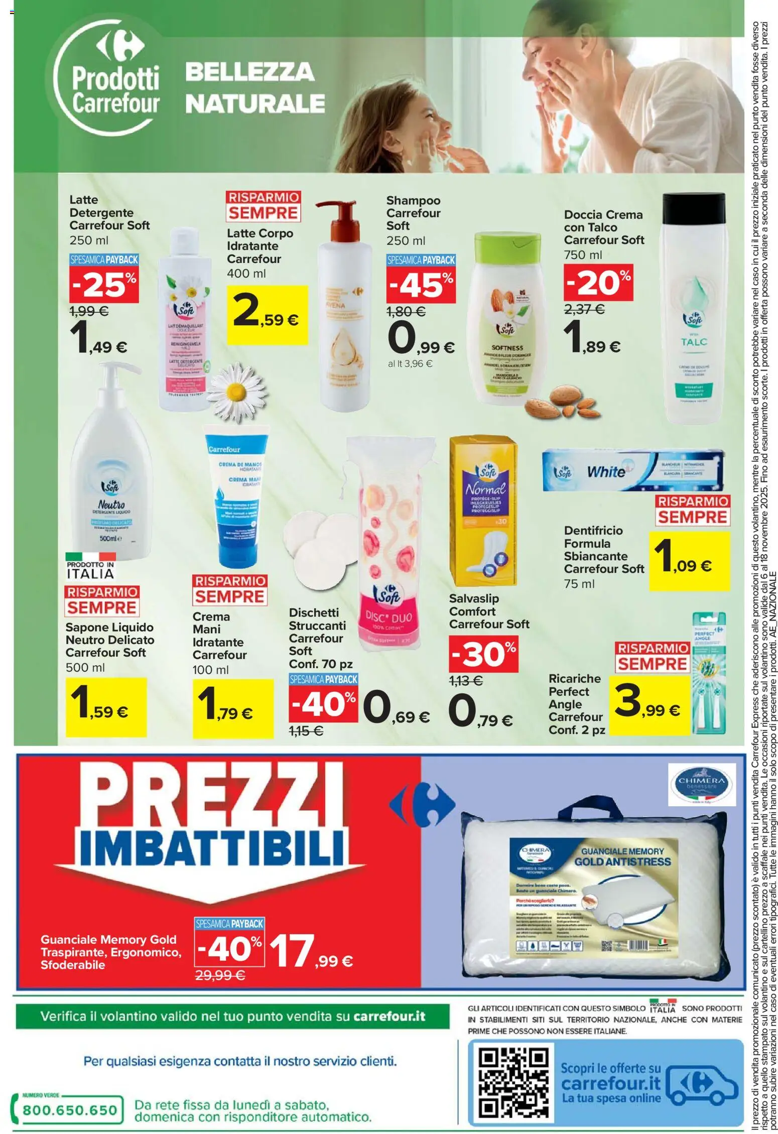 Volantino Carrefour del 06.11.2025 | Pagina: 14 | Prodotti: Shampoo, Sapone, Dentifricio, Latte
