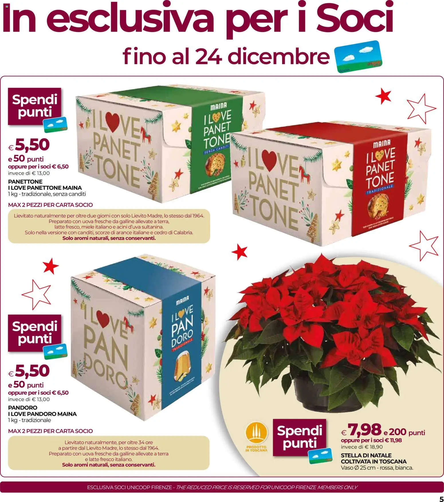 Volantino COOP del 16.12.2025 | Pagina: 5 | Prodotti: Arance, Pandoro, Toner, Miele
