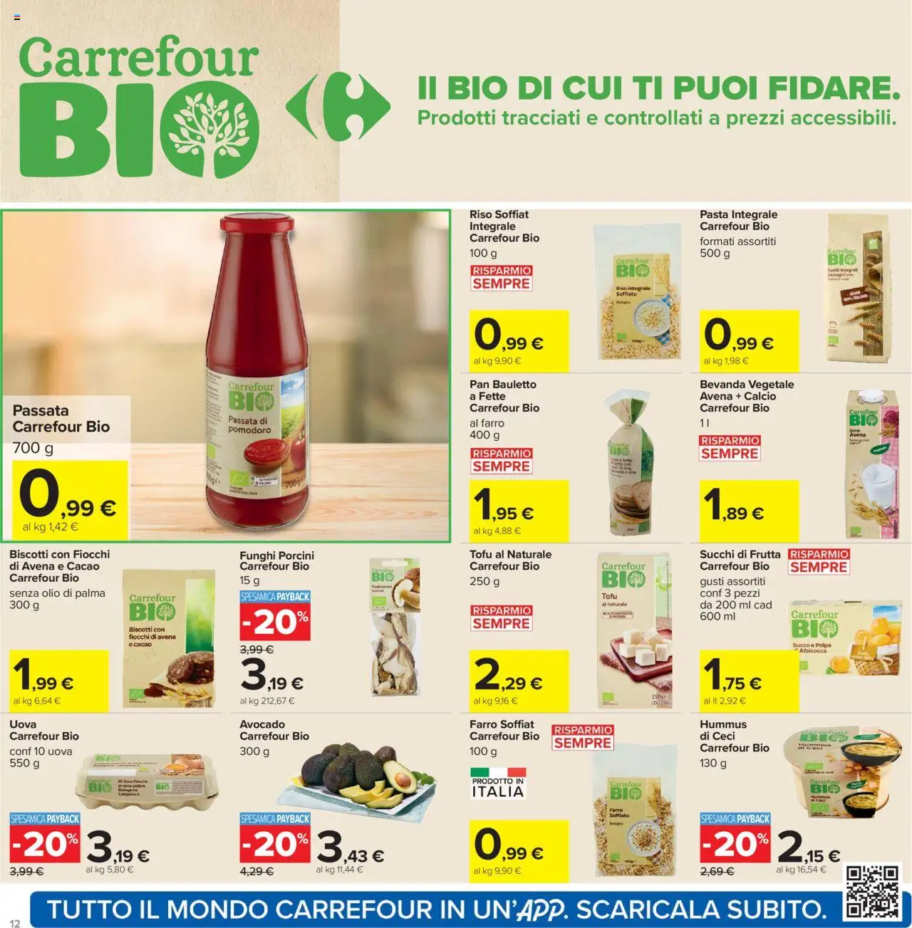 Volantino Carrefour del 26.09.2025 | Pagina: 12 | Prodotti: Uova, Biscotti, Pomodoro, Hummus