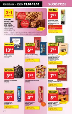 Pogląd oferty "Rodzynki lub orzeszki arachidowe Meltié, 260/280 g, w czekoladzie mlecznej, w czekoladzie deserowej" - ważna od 13.10.2025 | Strona: 56
