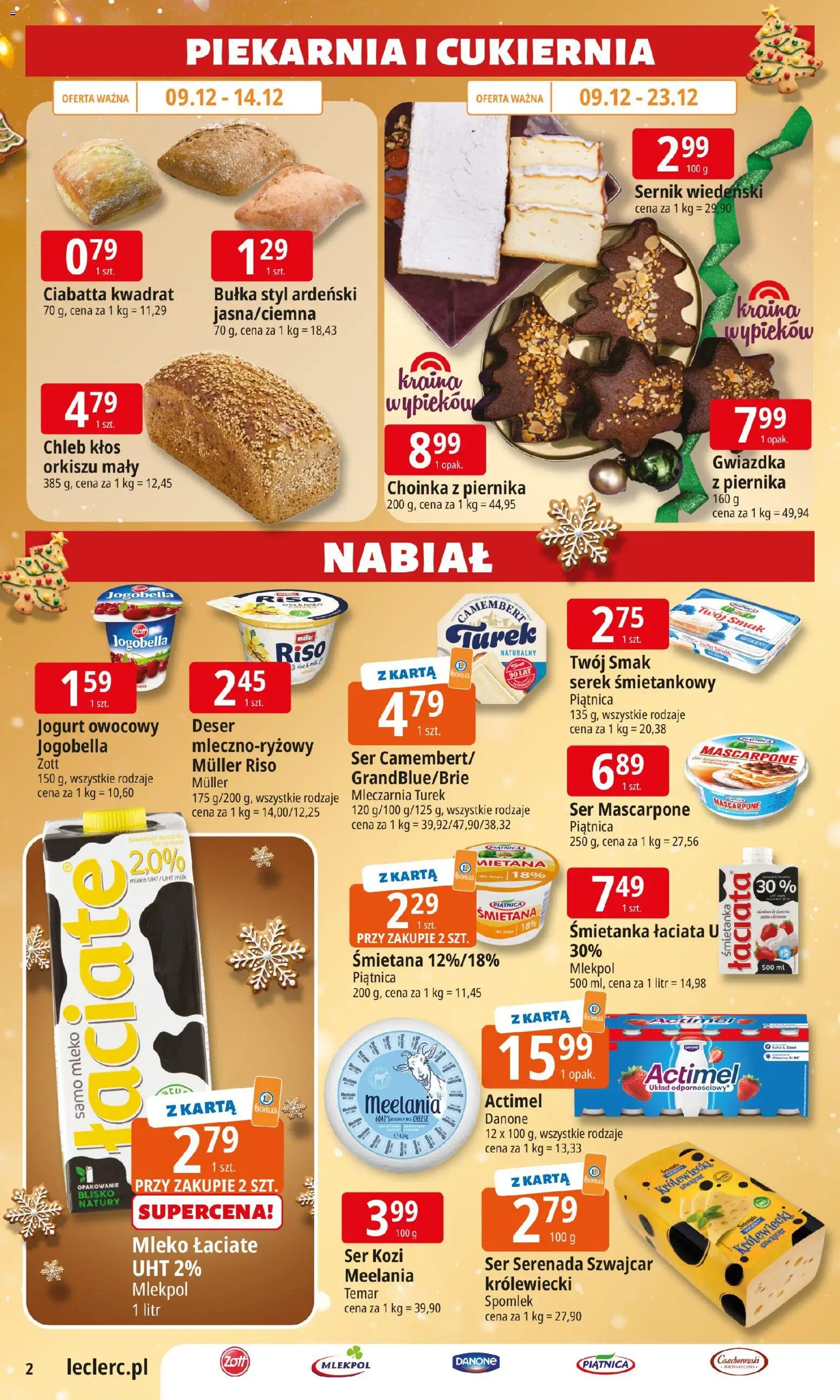 E.Leclerc Gazetka - Warszawa Jerozolimskie od 09.12.2025 | Strona: 2 | Produkty: Ser, Chleb, Ser mascarpone, Ciabatta