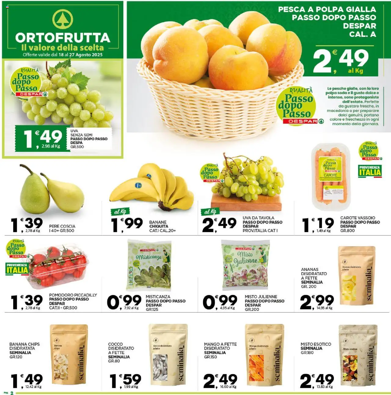 Volantino Despar del 24.08.2025 | Pagina: 2 | Prodotti: Misticanza, Ananas, Cocco, Macedonia