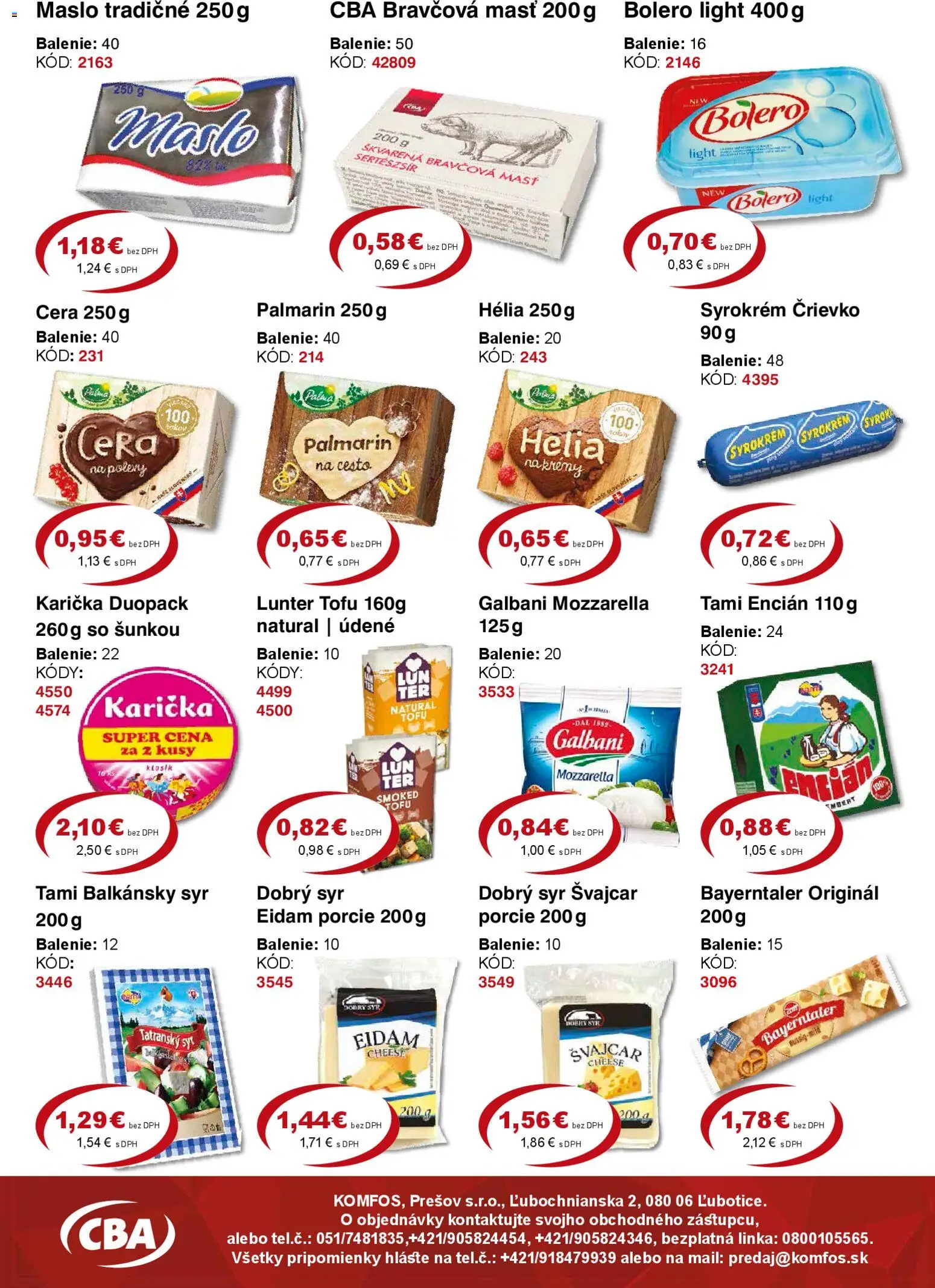 Nové CBA Komfos akcie – leták je platný od 27.03.2026 | Strana: 3 | Produkty: Maslo, Mozzarella, Tofu, Balkánsky syr