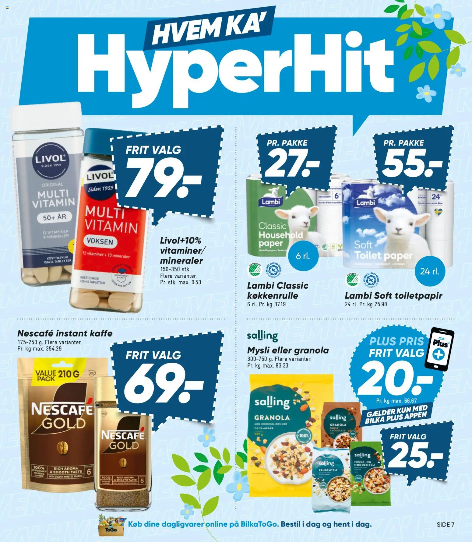 Bilka tilbudsavis – gyldig fra 24.04.2026 | Side: 7 | Produkter: Kaffe, Rosiner, Toilet, Instant Kaffe