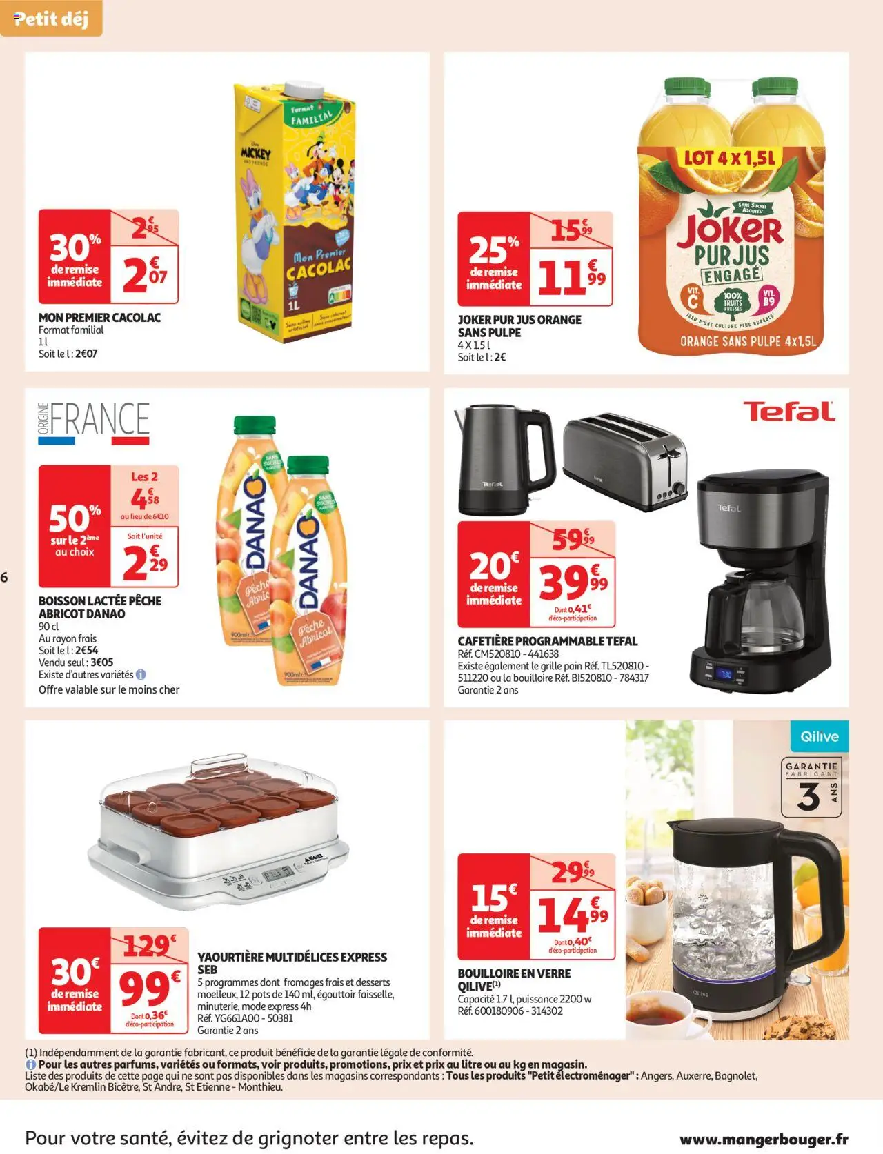  | Page: 6 | Produits: Égouttoir, Pêche, Pain, Jus