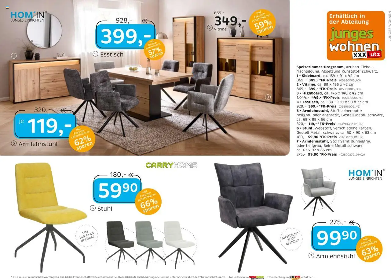 XXXL Lutz Deutschlands Nr. 1 beim Preis! – gültig ab 22.09.2025 | Seite: 22 | Produkte: Esstisch, Vitrine, Stuhl