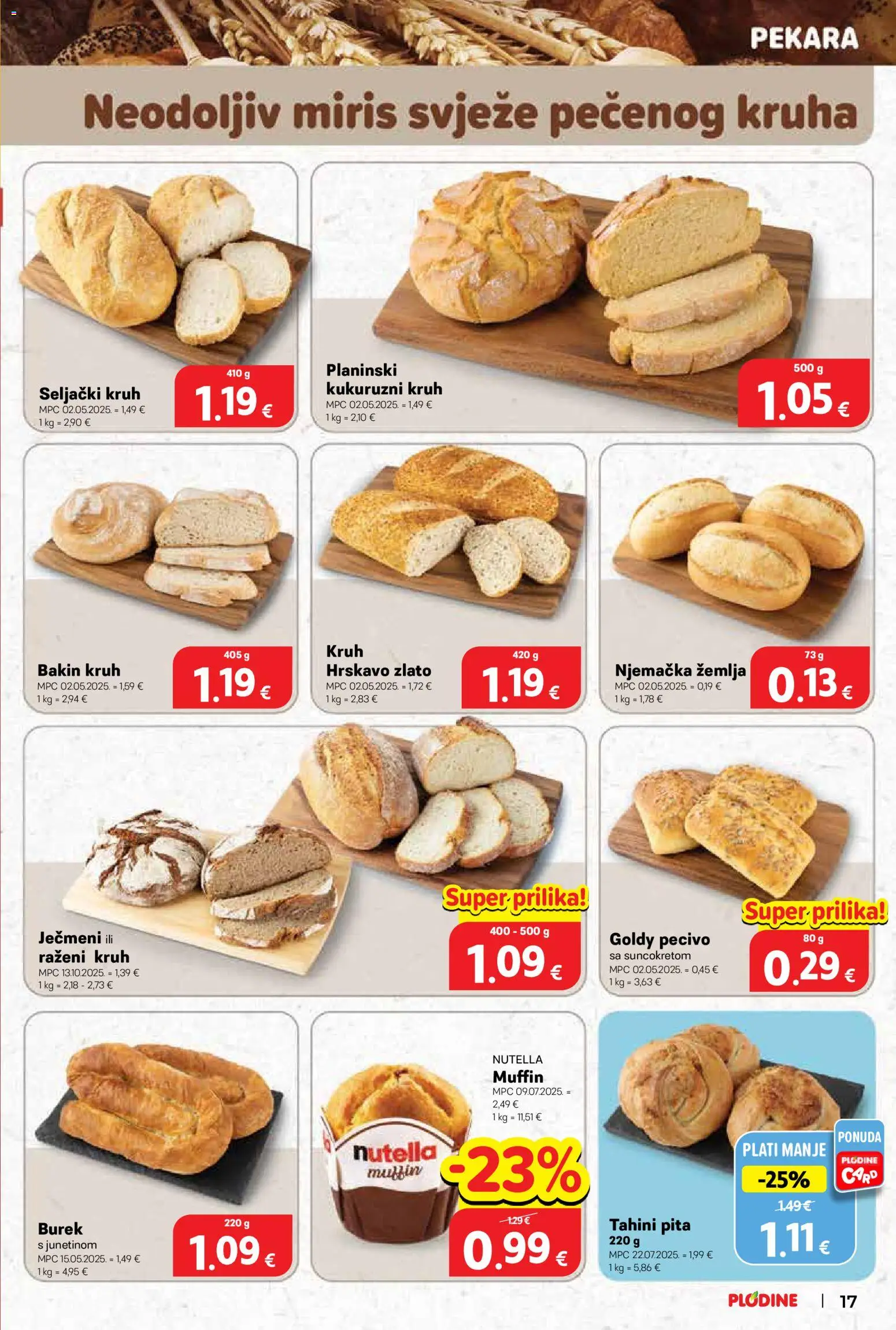 Plodine katalog | vrijedi od 12.11.2025 | Stranica: 17 | Proizvodi: Nutella, Miris, Kruh, Pecivo