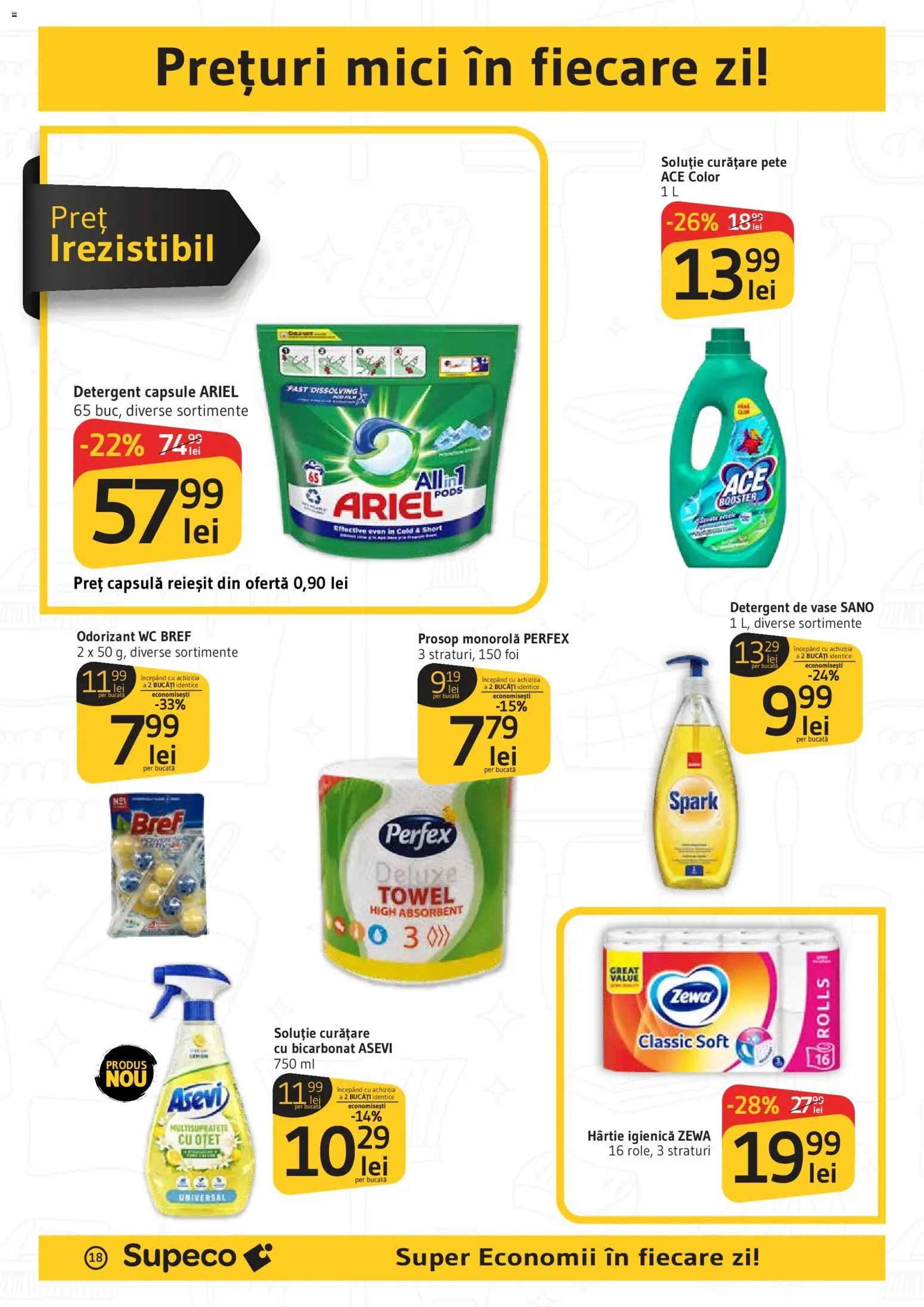 Noul catalog Supeco – valabil de la 30.04.2026 | Pagină: 18 | Produse: Prosop monorolă, Mici, Oțet, Detergent