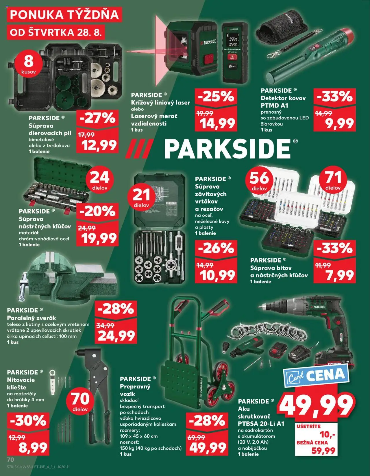 Kaufland SK akciós ujság - amely érvényes a következő dátumtól: 28.08.2025 | Oldal: 70 | Termékek: Parkside, Só