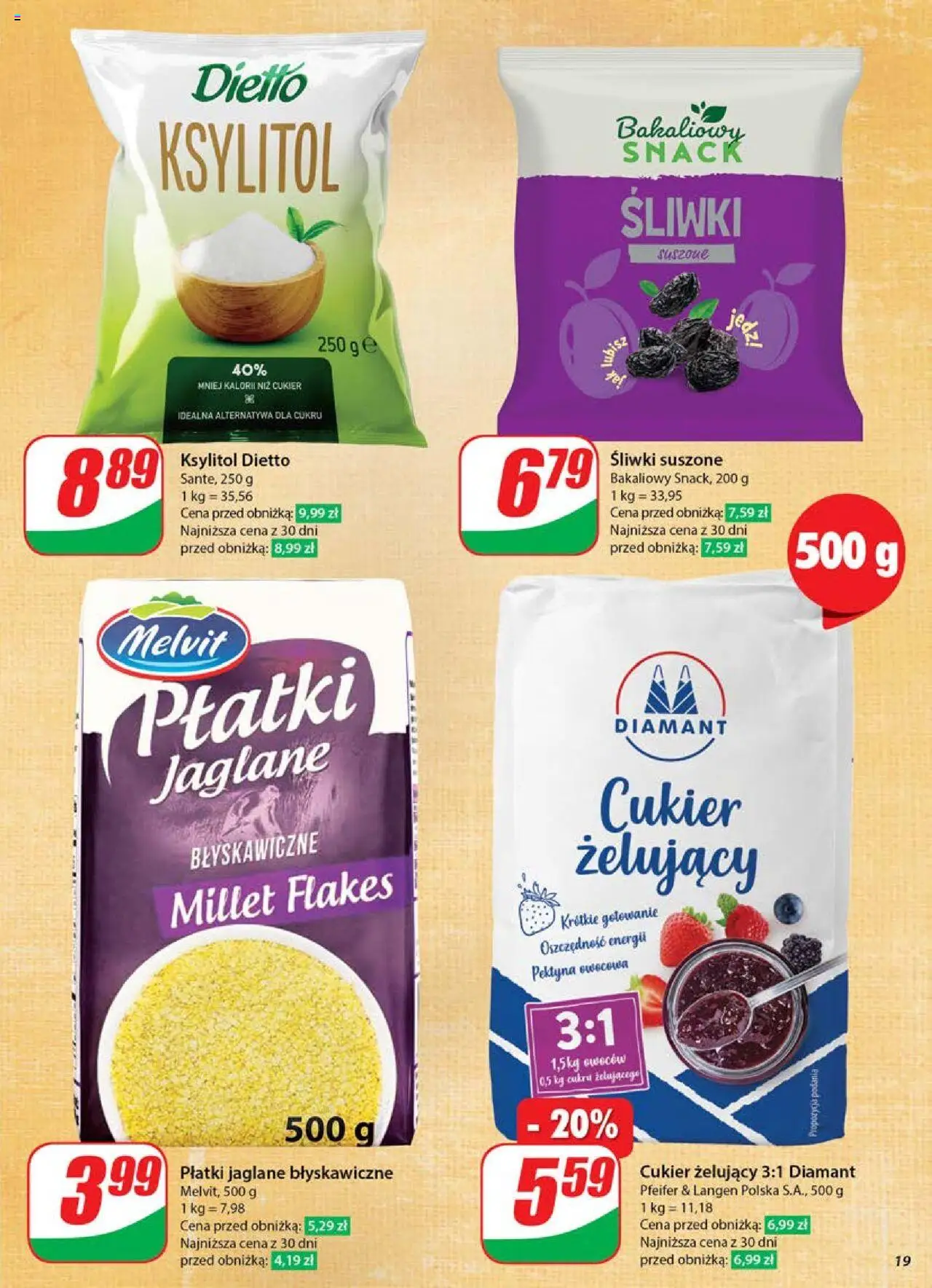Dino Gazetka od 04.06.2025 | Strona: 19 | Produkty: Śliwki, Cukier żelujący, Płatki, Cukier
