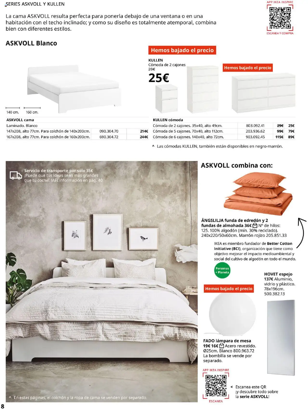Catálogo IKEA Muebles para el dormitorio │ válido desde el 04.02.2025 | Página: 8 | Productos: Colchon, Ropa, Mesa, Lámpara