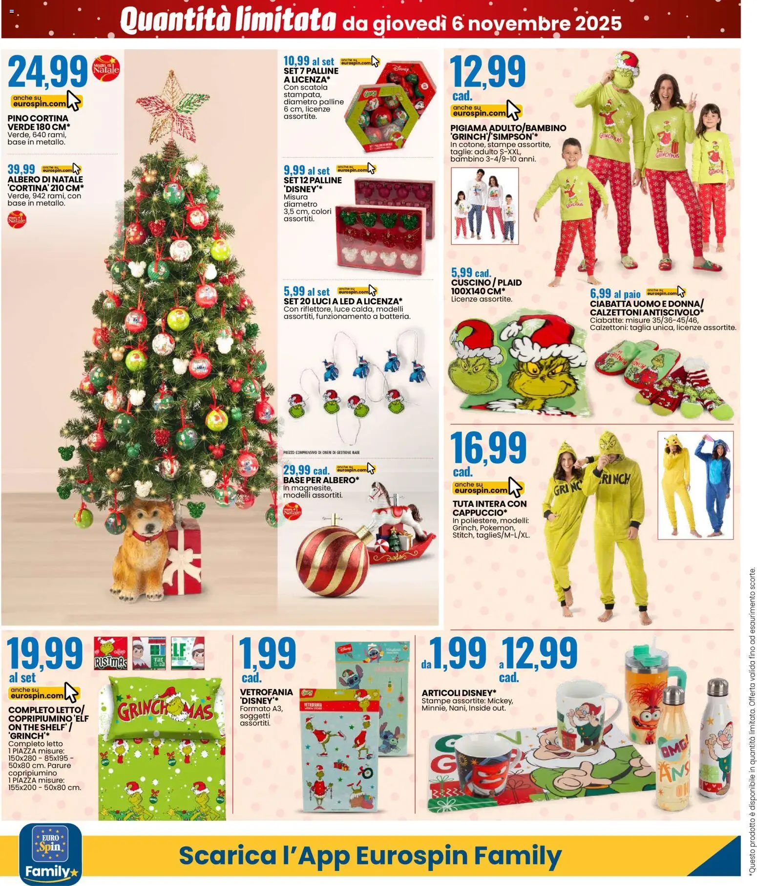Volantino Eurospin del 06.11.2025 | Pagina: 16 | Prodotti: Plaid, Albero di natale, Cuscino, Scatola