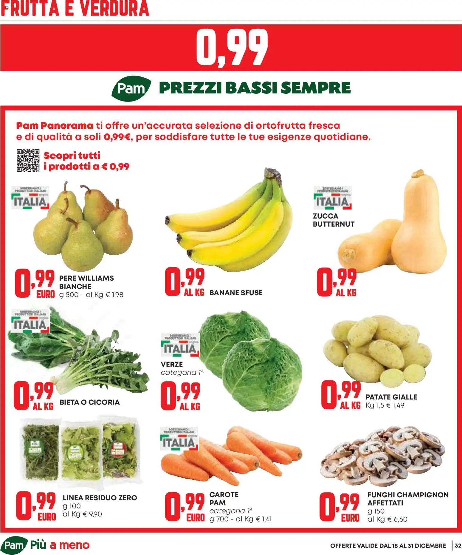 Volantino Panorama del 18.12.2025 | Pagina: 32 | Prodotti: Banane, Frutta, Funghi, Zucca