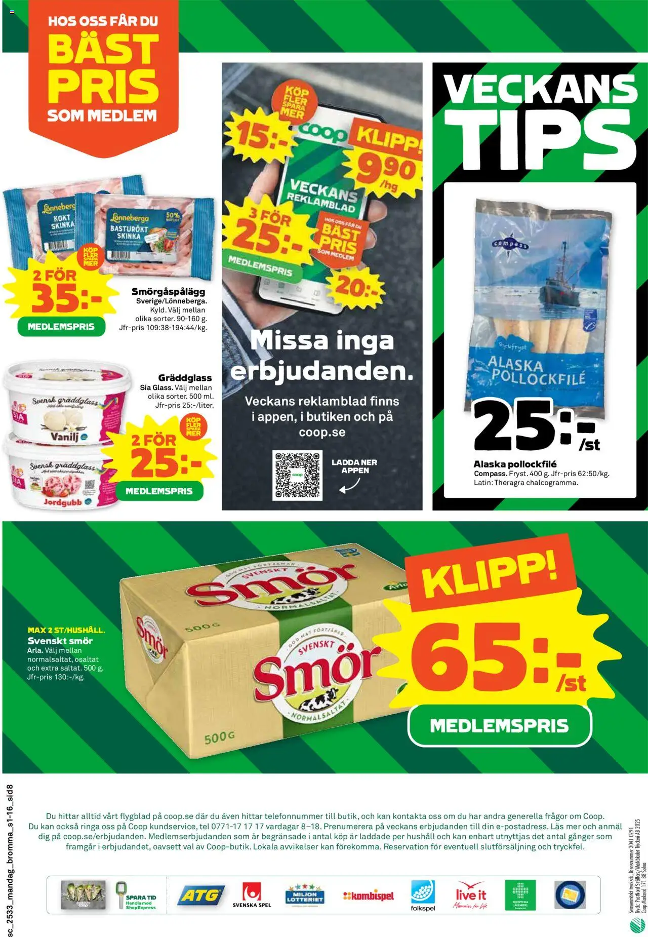Stora Coop reklamblad aktuell från 11.08.2025 | Sida: 8 | Produkter: Smörgåspålägg, Smör, Skinka, Spel