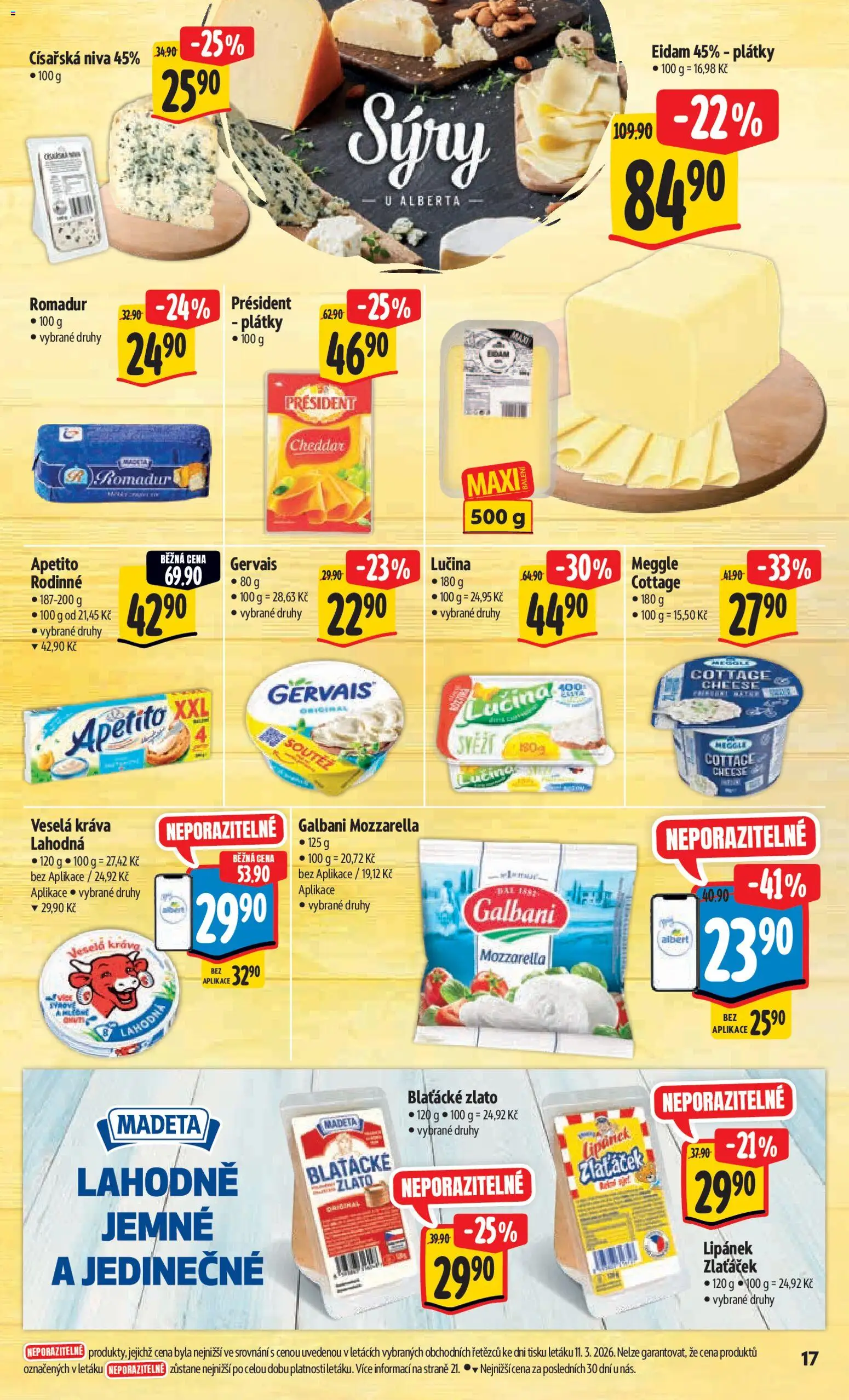 Albert leták - Hypermarket - Brno od 18.03.2026 | Strana: 38 | Produkty: Lučina, Sýry, Mozzarella, Niva