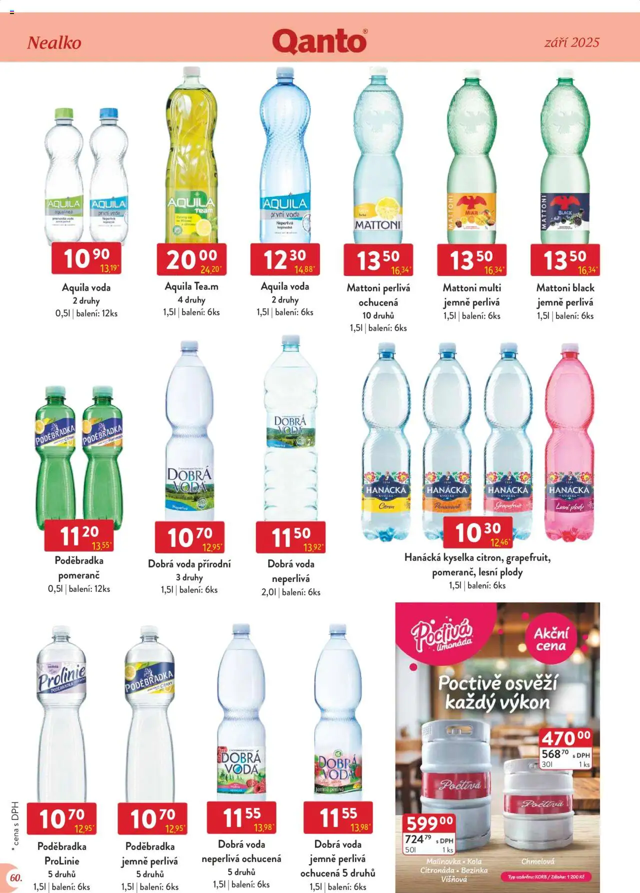 Astur & Qanto leták - Velkoobchod 09/2025 od 01.09.2025 | Strana: 60 | Produkty: Hanácká kyselka, Dobrá voda, Mattoni, Poděbradka