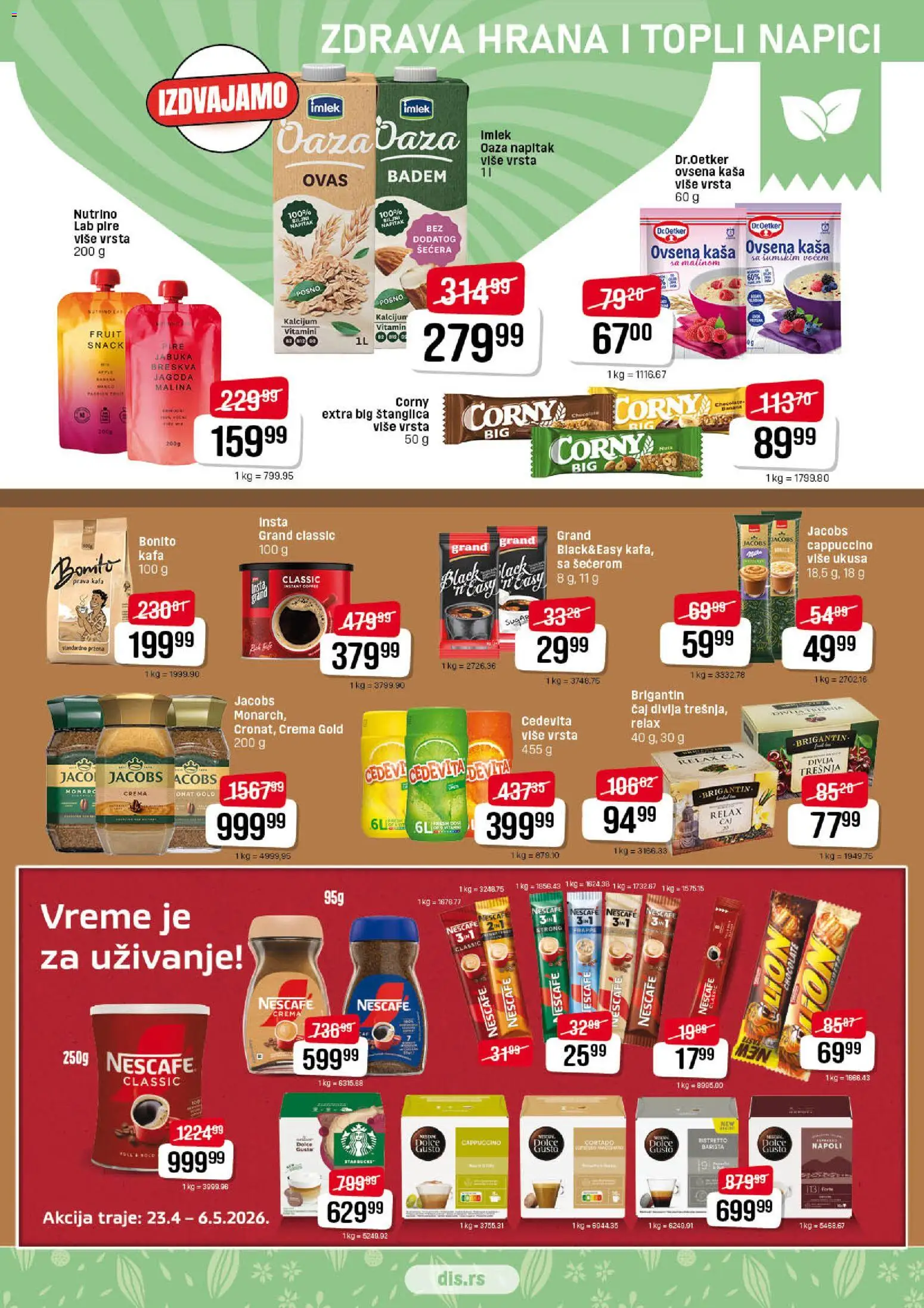 Super DIS katalog - važi od 23.04.2026 | Strana: 9 | Proizvode: Dolce Gusto, Badem, Jagoda, Nescafé