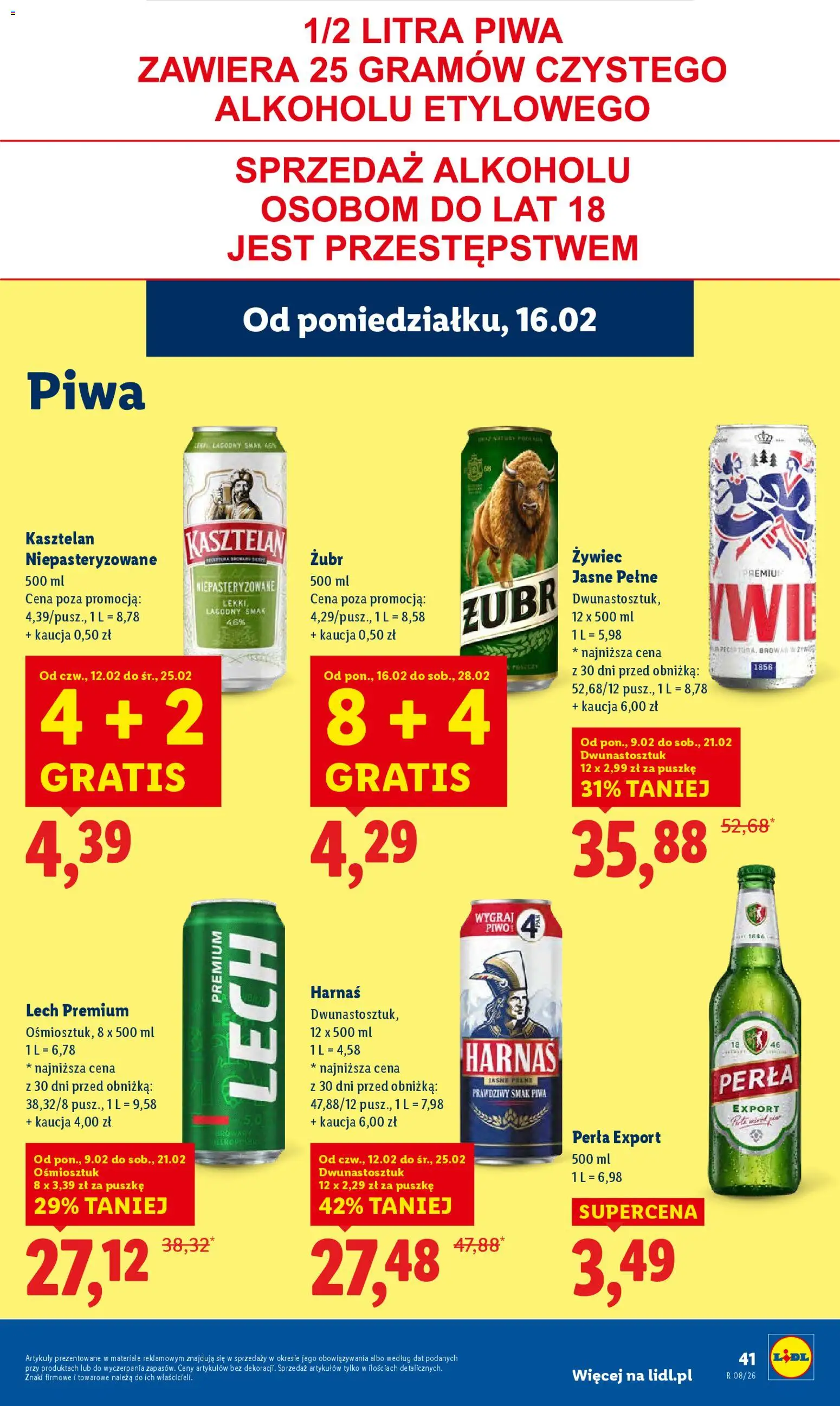 Lidl Gazetka od 16.02.2026 | Strona: 41 | Produkty: Harnaś, Piwo