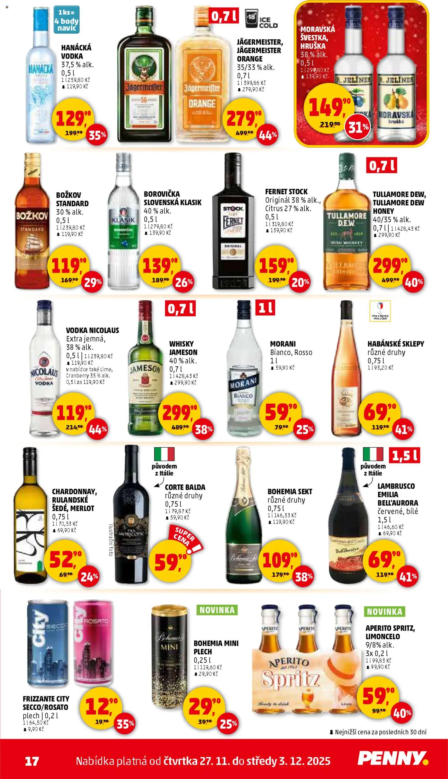 Penny Market leták - Čtvrtečník od 27.11.2025 | Strana: 17 | Produkty: Bohemia sekt, Frizzante, Vodka, Fernet