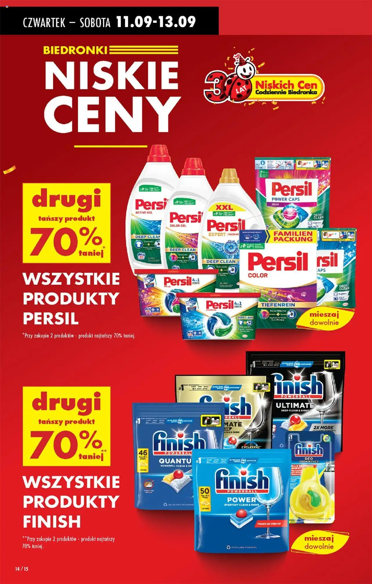 Biedronka gazetka - Oferta w tym tygodniu od 11.09.2025 | Strona: 14 | Produkty: Odświeżacz, Persil, Finish, Detergent