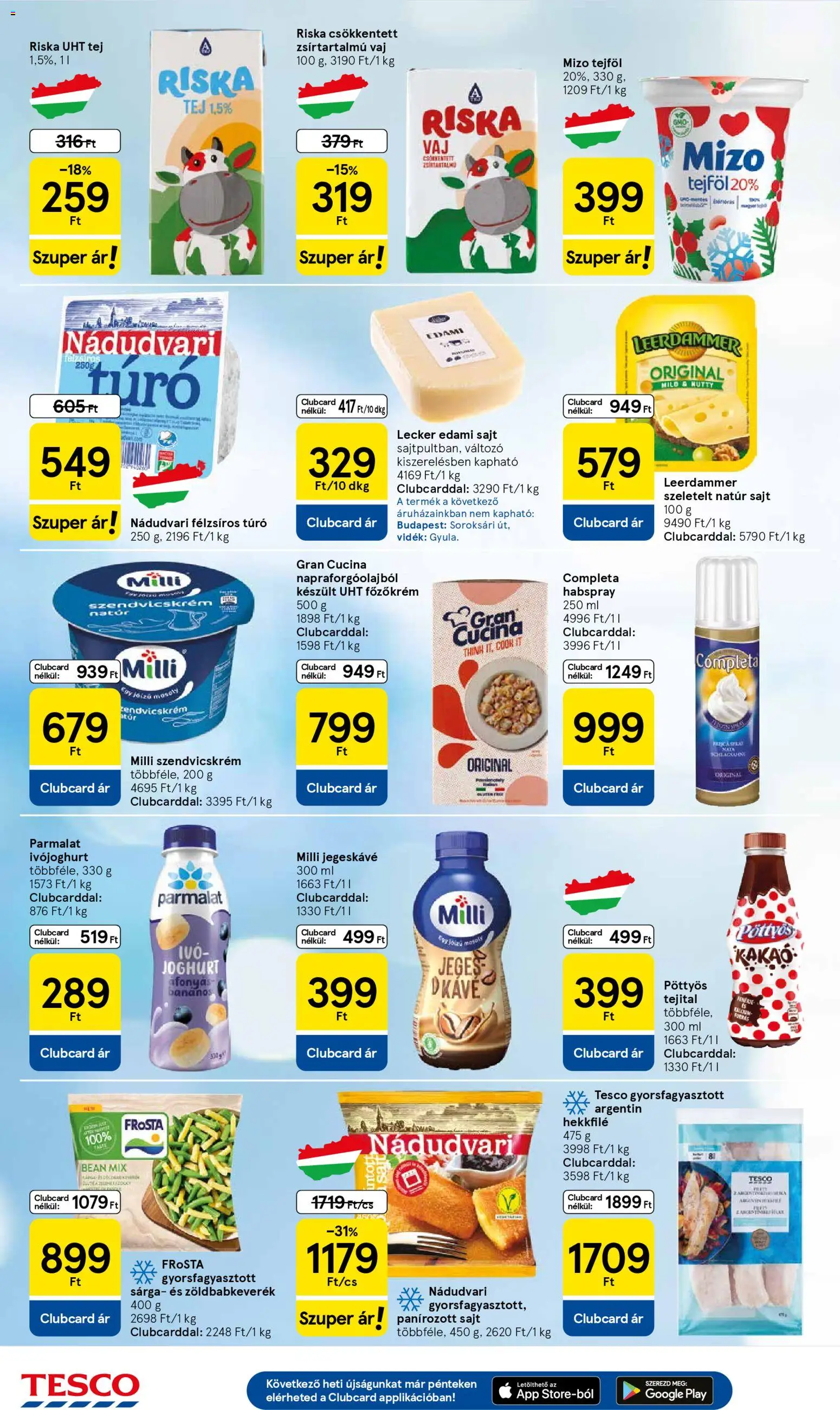 Tesco akciós ujság - amely érvényes a következő dátumtól: 22.01.2026 | Oldal: 4 | Termékek: Jegeskávé, Edami sajt, Vaj, Joghurt