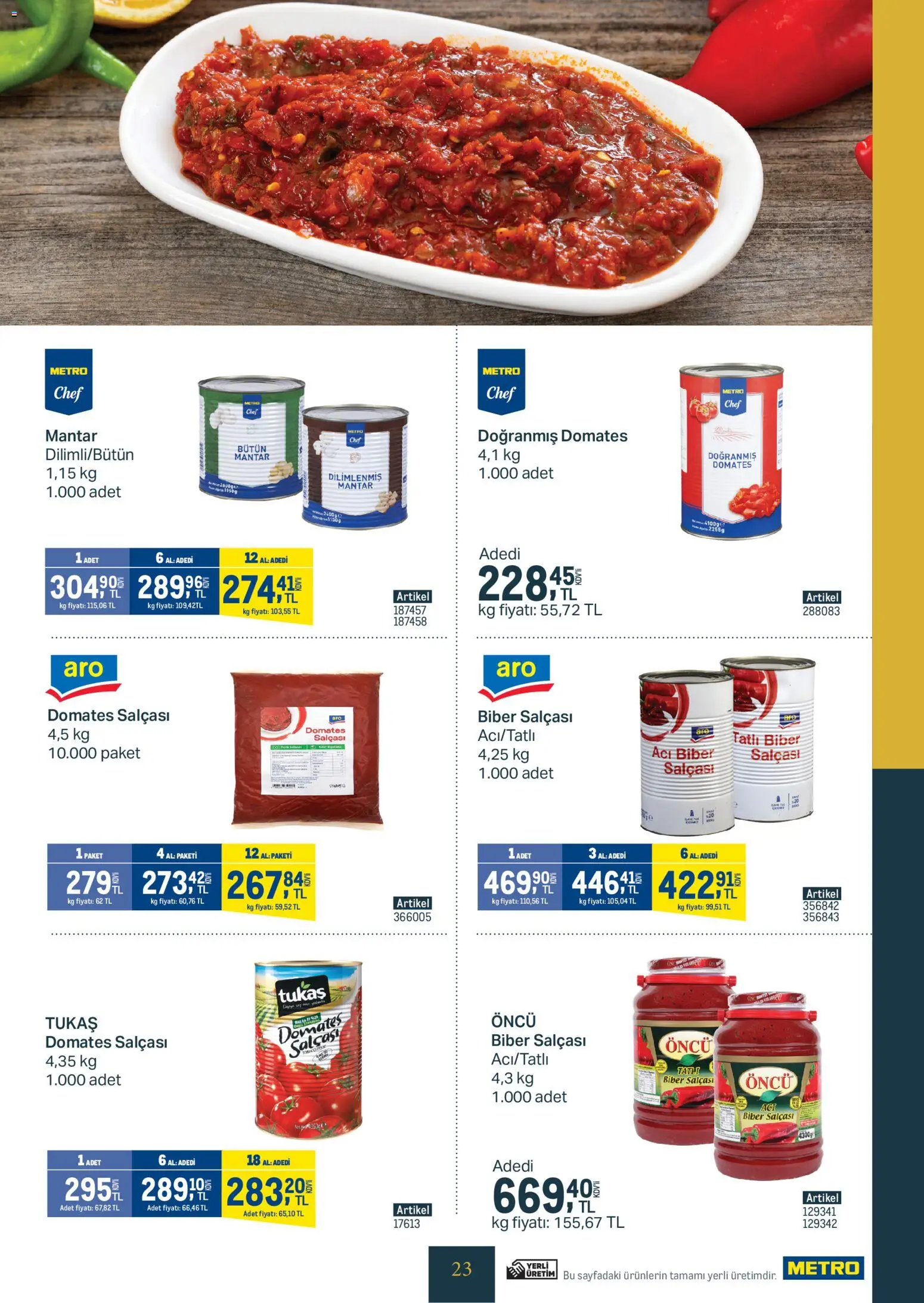Metro - Kurum ve İşletme Mutfakları - 11.02.2026 tarihinden itibaren geçerlidir | Sayfa: 23 | Ürünler: Domates, Biber, Acı biber, Mantar