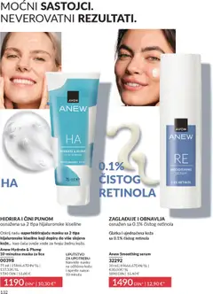Anew Hydrate & Plump 10-minutna maska za lice, Osnažena sa 2 tipa hijaluronske kiseline. Otkrij našu superhidrirajuću masku sa 2 tipa hijaluronske kiseline koji dopiru do više slojeva kože... kao čaša sveže vode za tvoju žednu kožu. - pregled AVON kataloga - važi od 01.10.2025 | Strana: 132