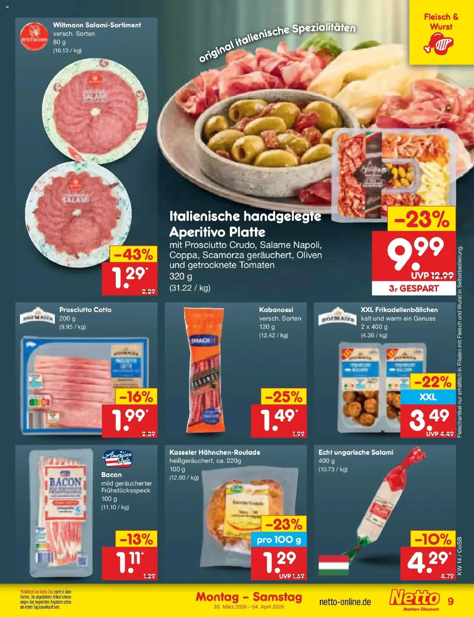 Netto Marken-Discount Prospekt Bitterfeld-Wolfen	 – gültig ab 30.03.2026 | Seite: 9 | Produkte: Tomaten, Wurst, Salami, Fleisch