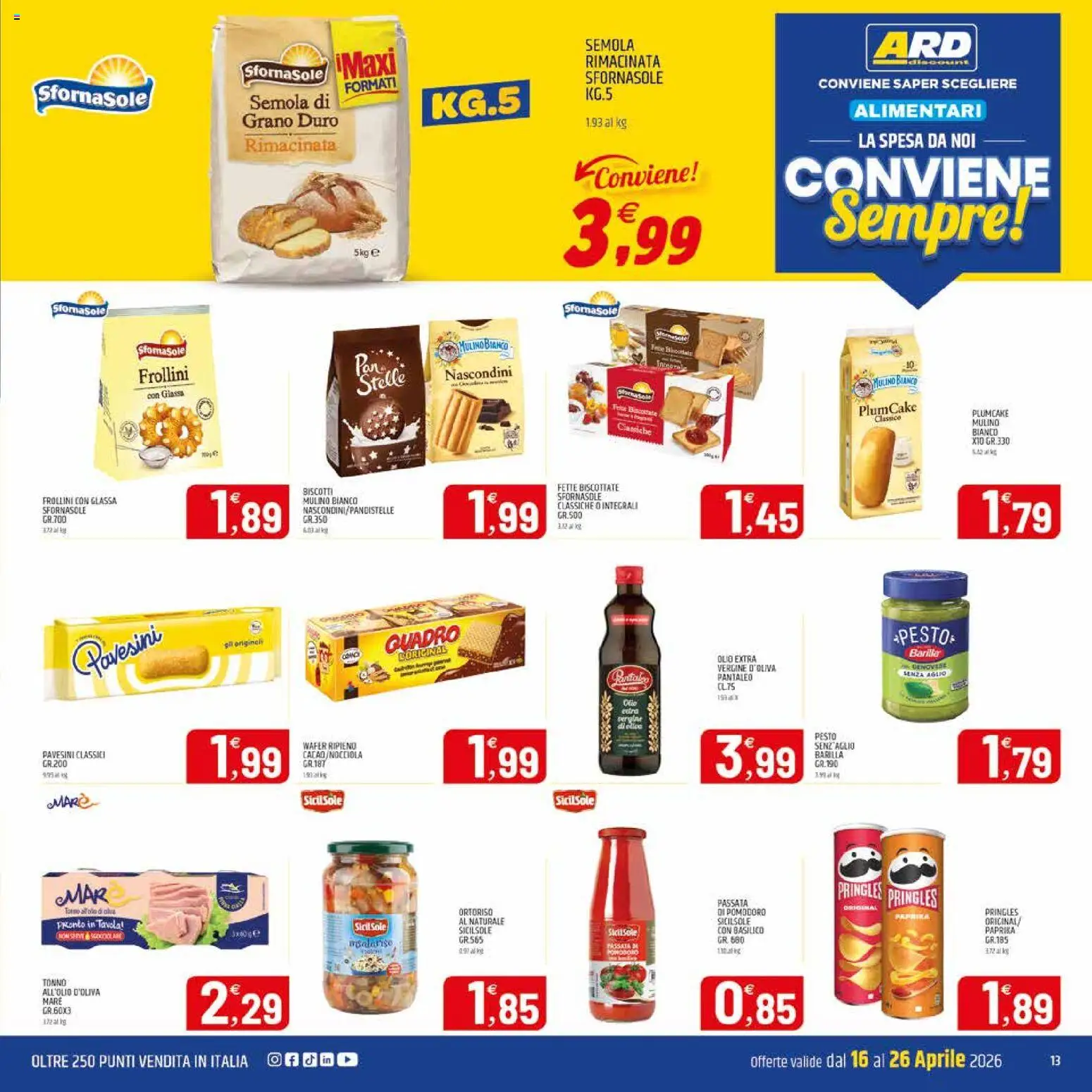Volantino ARD Discount del 16.04.2026 | Pagina: 13 | Prodotti: Biscotti, Pomodoro, Tonno, Plumcake