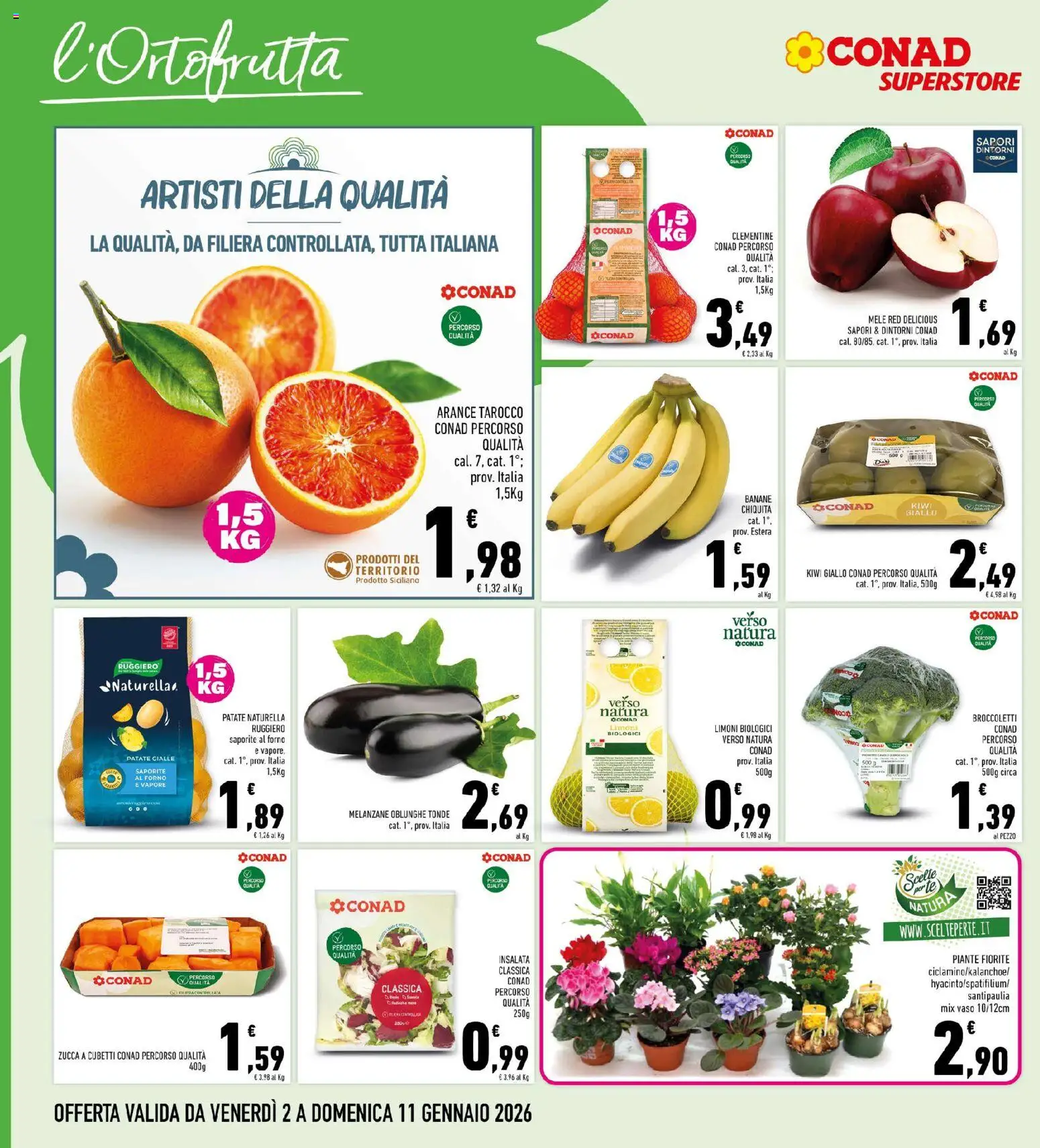 Volantino Conad del 02.01.2026 | Pagina: 4 | Prodotti: Kiwi, Insalata, Patate, Melanzane