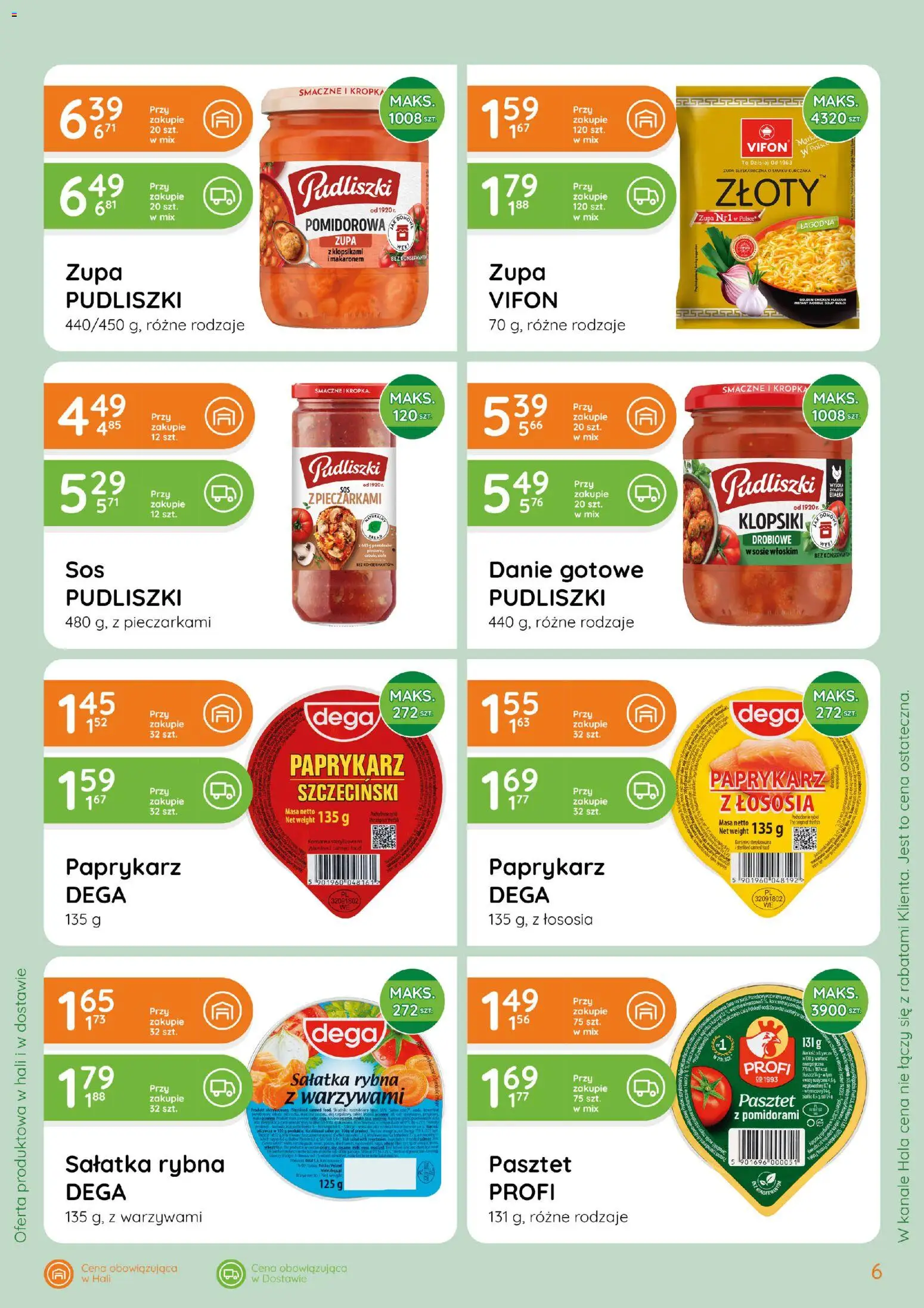 Eurocash gazetka - Hurtowe Ilości od 08.04.2026 | Strona: 6 | Produkty: Paprykarz, Paprykarz szczeciński, Vifon, Zupa