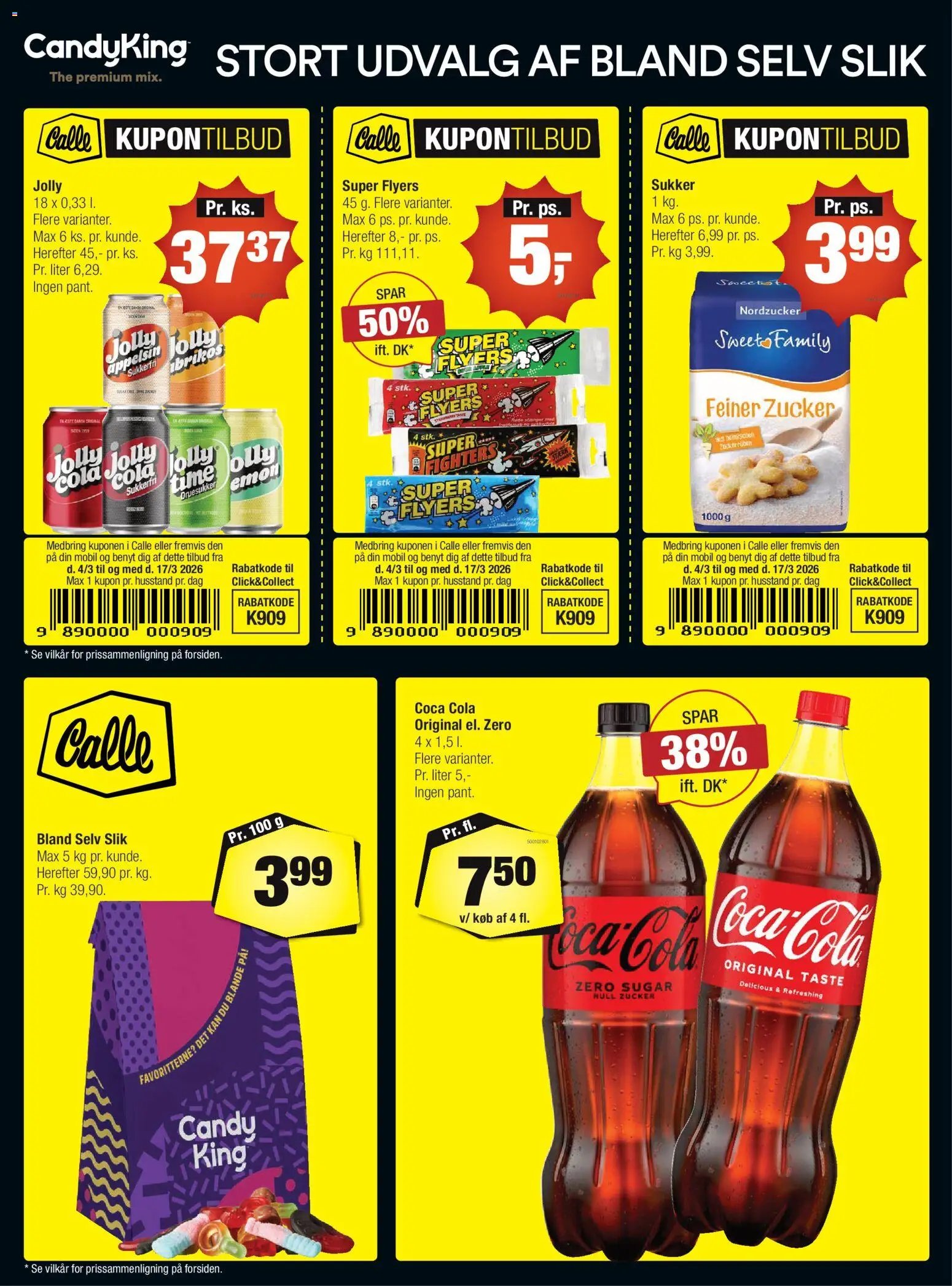 Calle tilbudsavis – gyldig fra 04.03.2026 | Side: 2 | Produkter: Coca Cola, Slik, Cola, Sukker