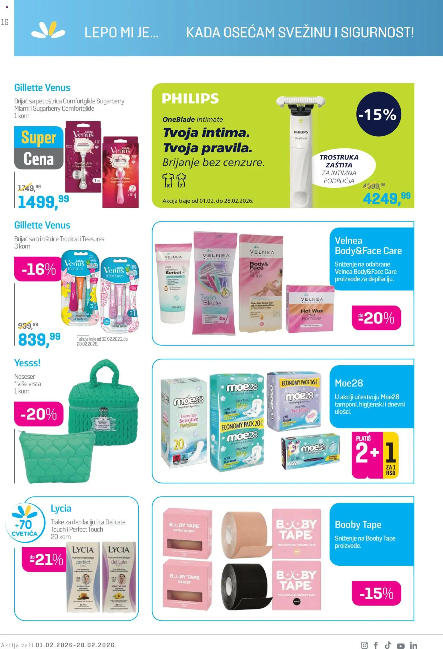 Lilly drogerie katalog - važi od 01.02.2026 | Strana: 16 | Proizvode: Gillette, Brijač