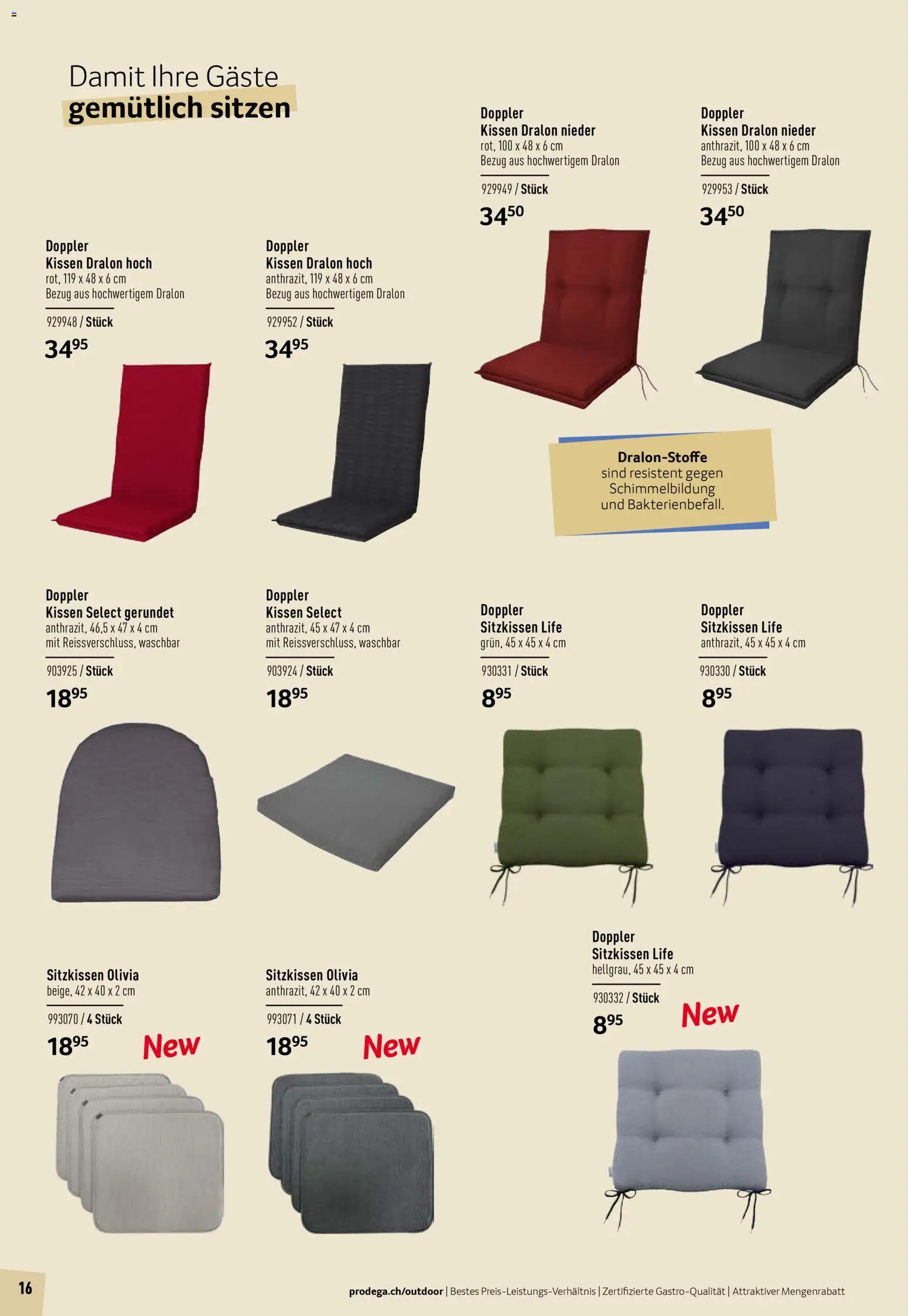 Prodega Aktionen Outdoor-Ausstattung – gültig ab 01.03.2026 | Seite: 16 | Produkte: Kissen