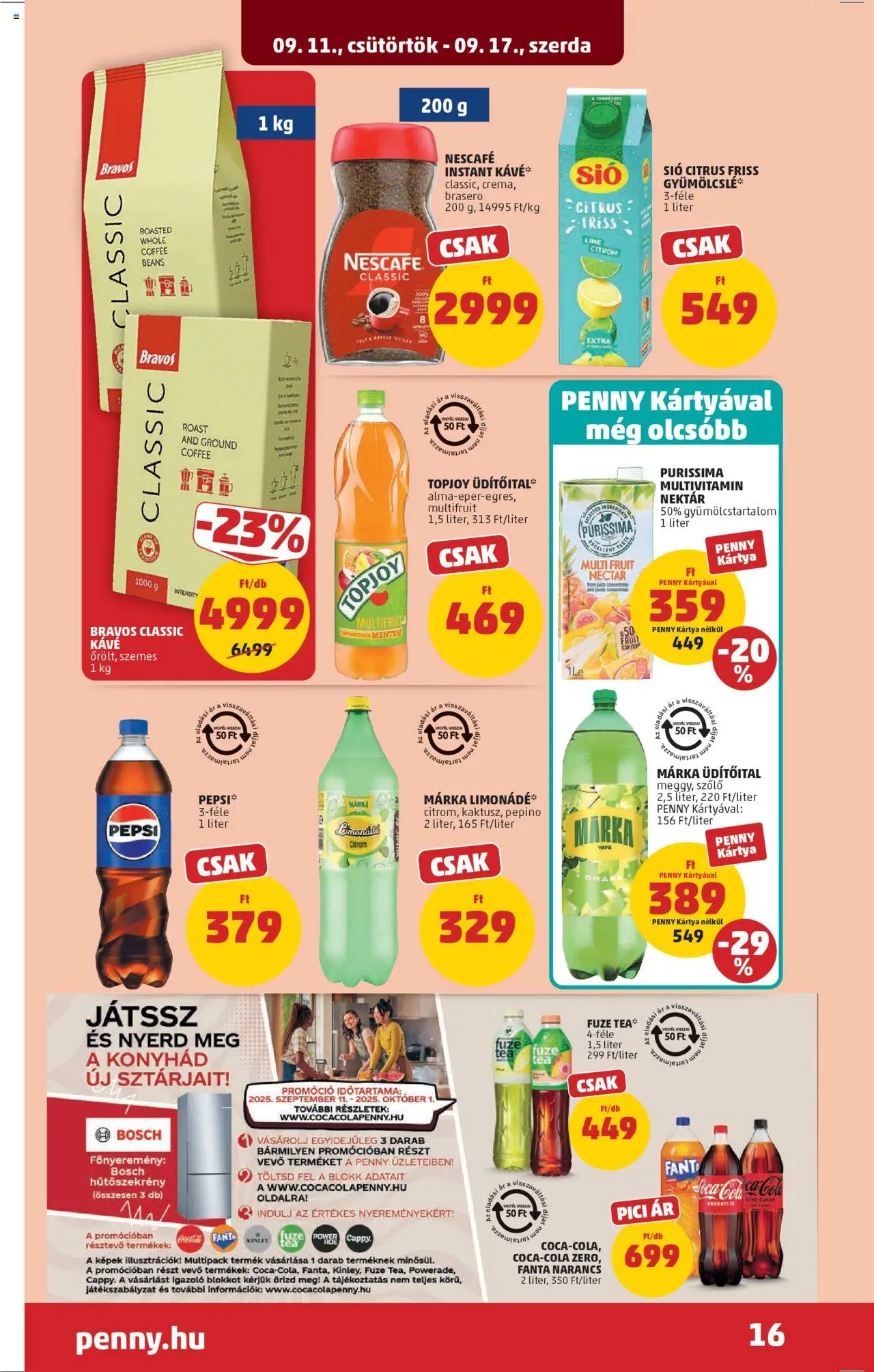 PENNY akciós ujság - amely érvényes a következő dátumtól: 11.09.2025 | Oldal: 20 | Termékek: Lime, Cola, Kávé, Narancs