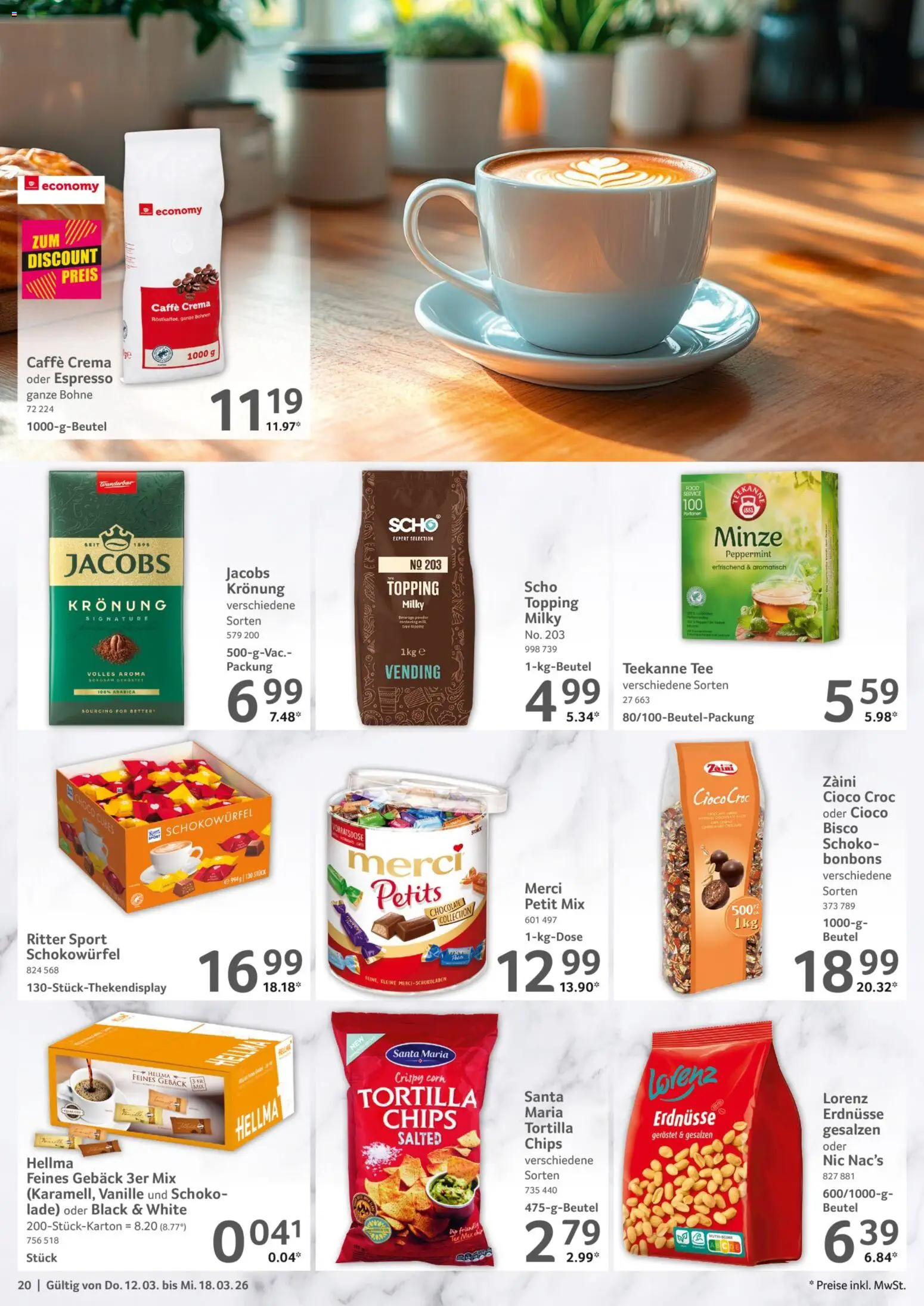 Selgros Prospekt 	 – gültig ab 12.03.2026 | Seite: 20 | Produkte: Merci, Erdnüsse, Ritter sport, Tee