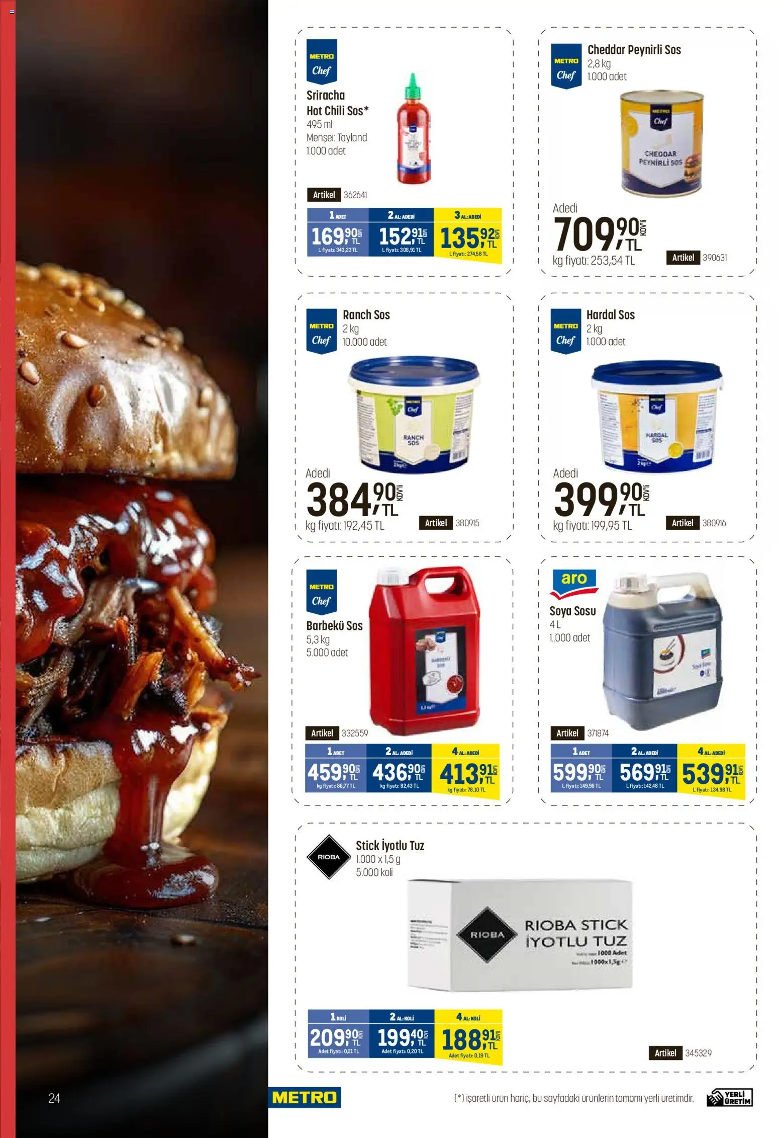 Metro - Fast Food Kataloğu - 15.04.2026 tarihinden itibaren geçerlidir | Sayfa: 24 | Ürünler: Ranch sos, Barbekü sos, Sos, Tuz