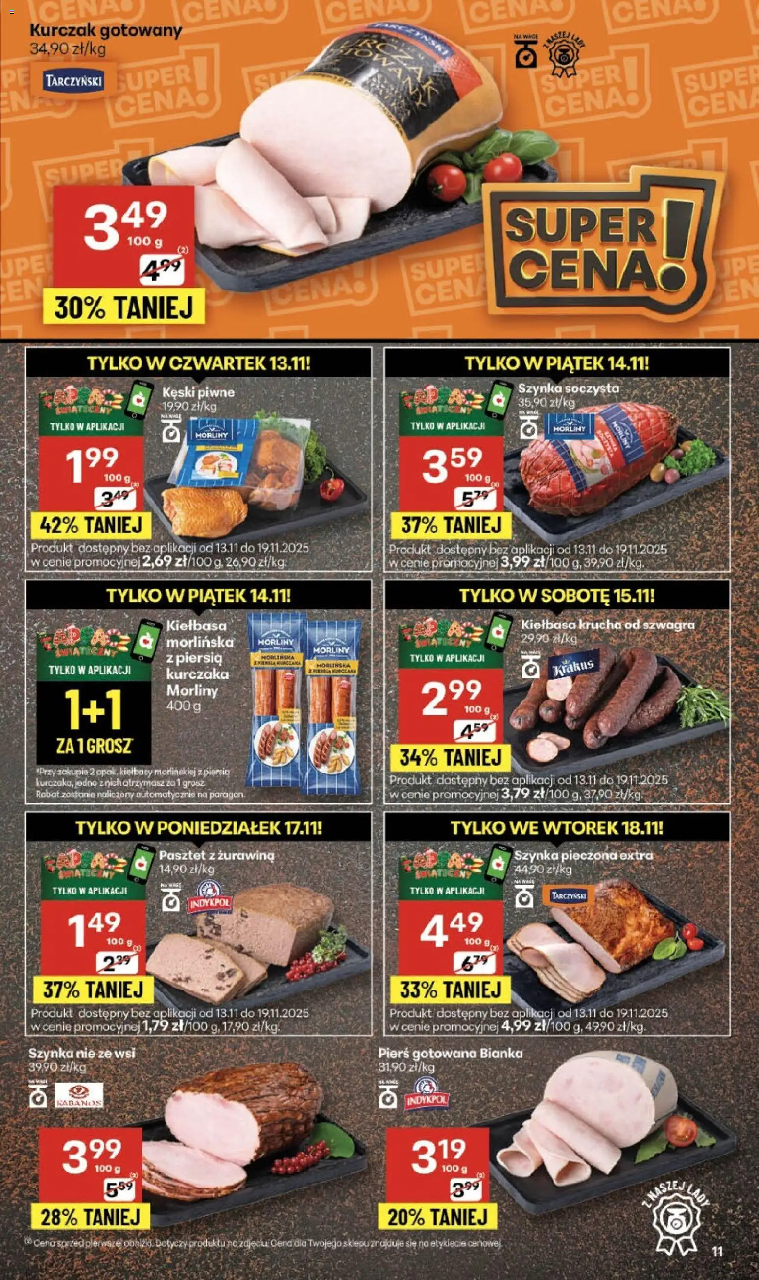Delikatesy Centrum Gazetka od 13.11.2025 | Strona: 11 | Produkty: Kiełbasa, Kurczak, Szynka, Żurawina
