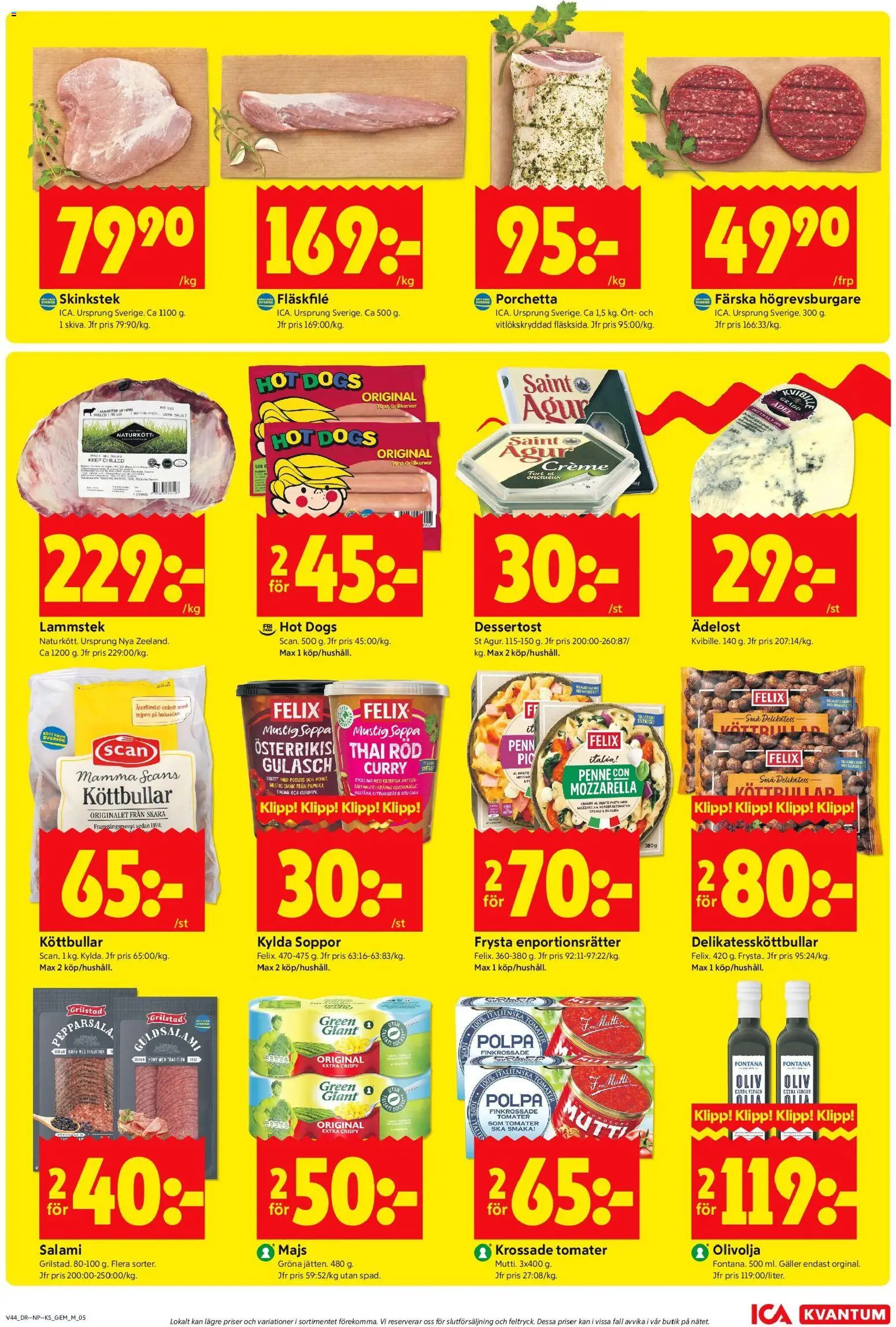 ICA Kvantum reklamblad aktuell från 27.10.2025 | Sida: 5 | Produkter: Krossade tomater, Galler, Potatis, Majs