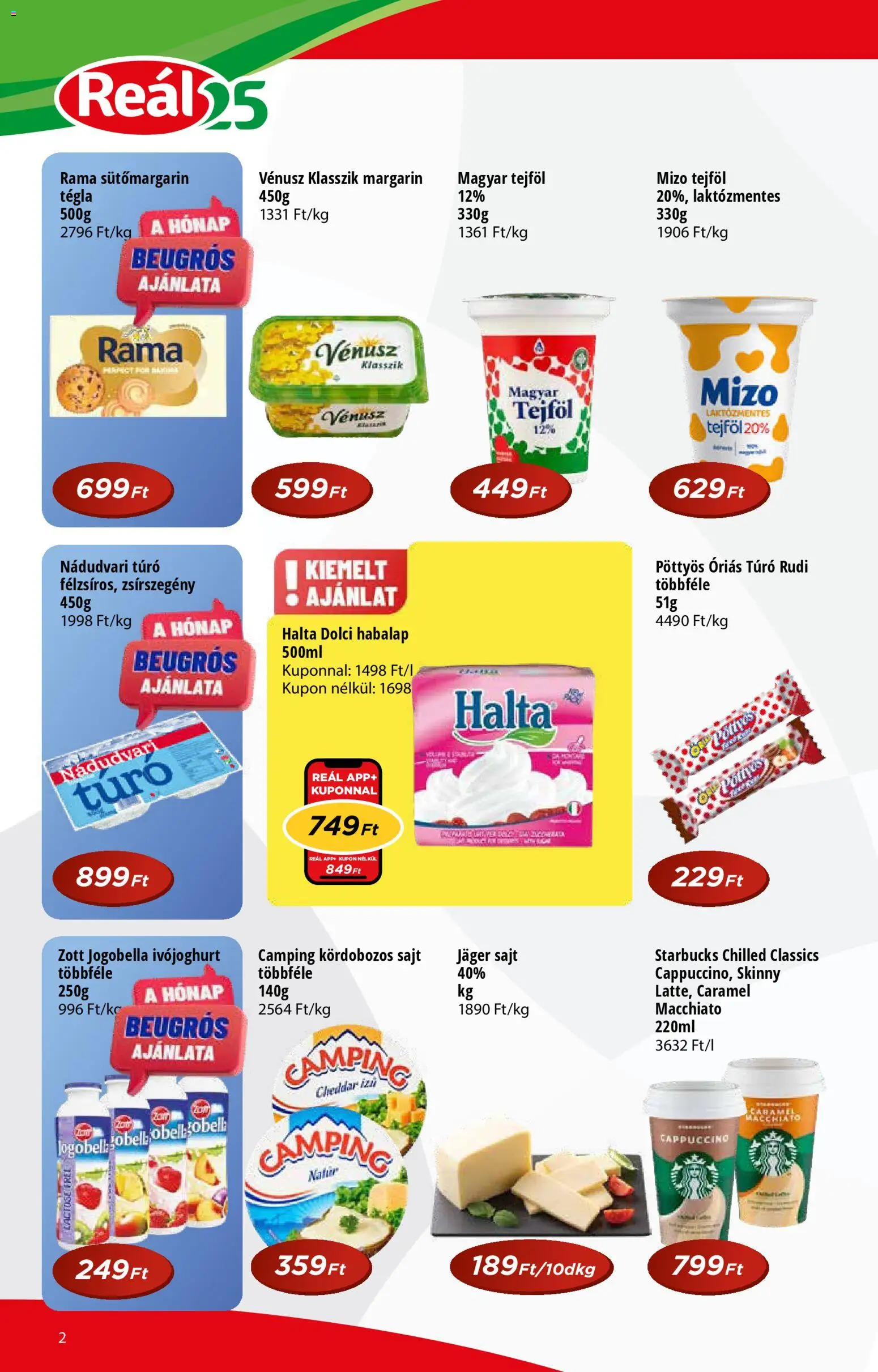Reál akciós ujság - amely érvényes a következő dátumtól: 18.03.2026 | Oldal: 2 | Termékek: Cappuccino, Túró rudi, Rama, Tejföl