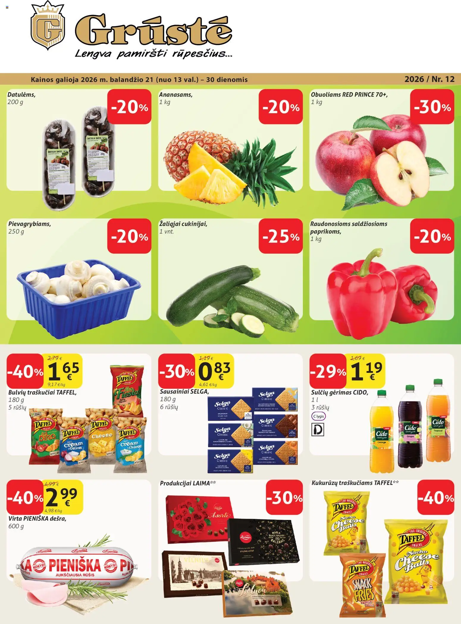 GRUSTE akcijos nuo 21.04.2026 | Puslapis: 1 | Prekių: Sausainiai, Traškučiai