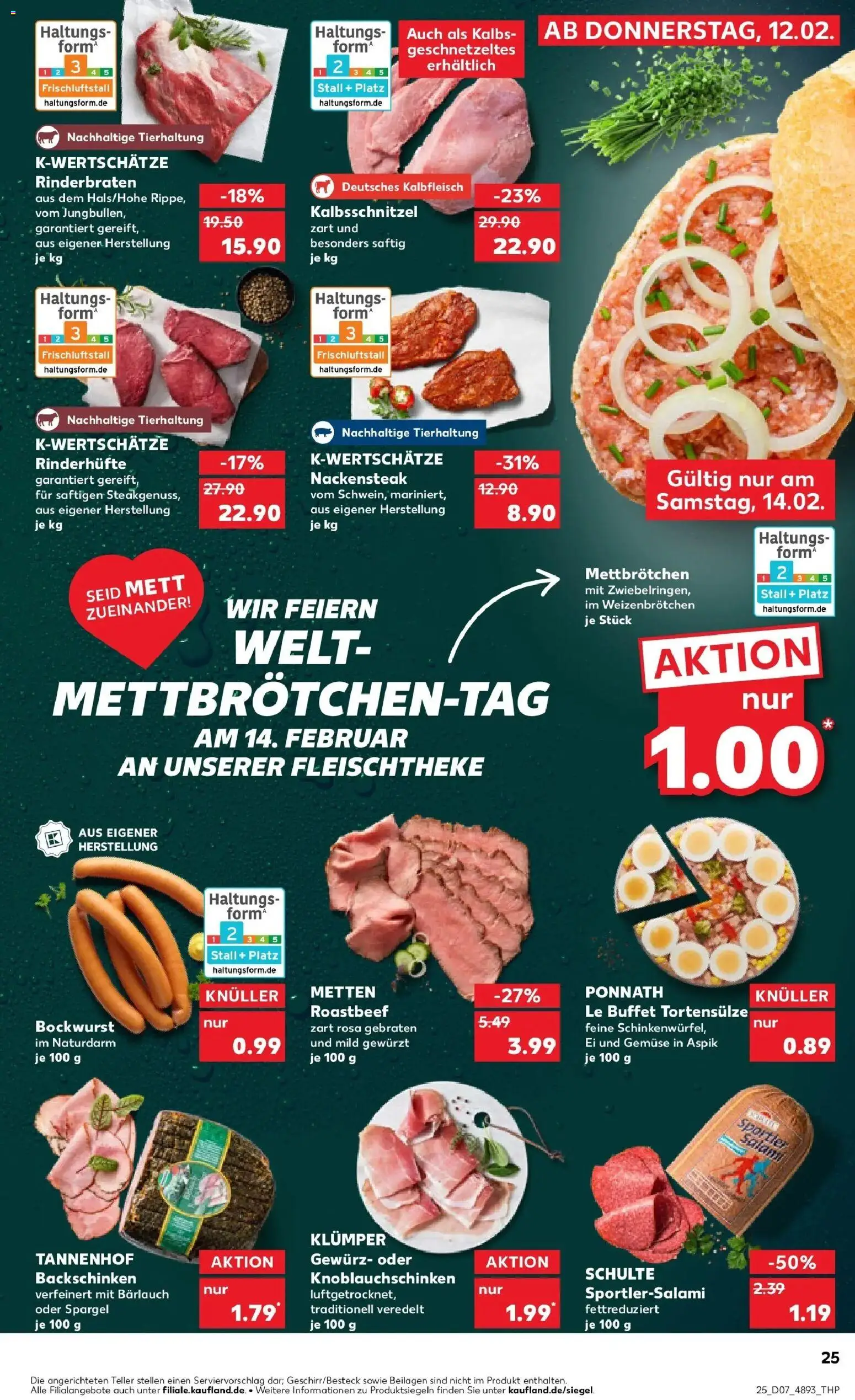 Kaufland prospekt Königs Wusterhausen	 – gültig ab 16.02.2026 | Seite: 25 | Produkte: Rinderbraten, Spargel, Salami, Steak